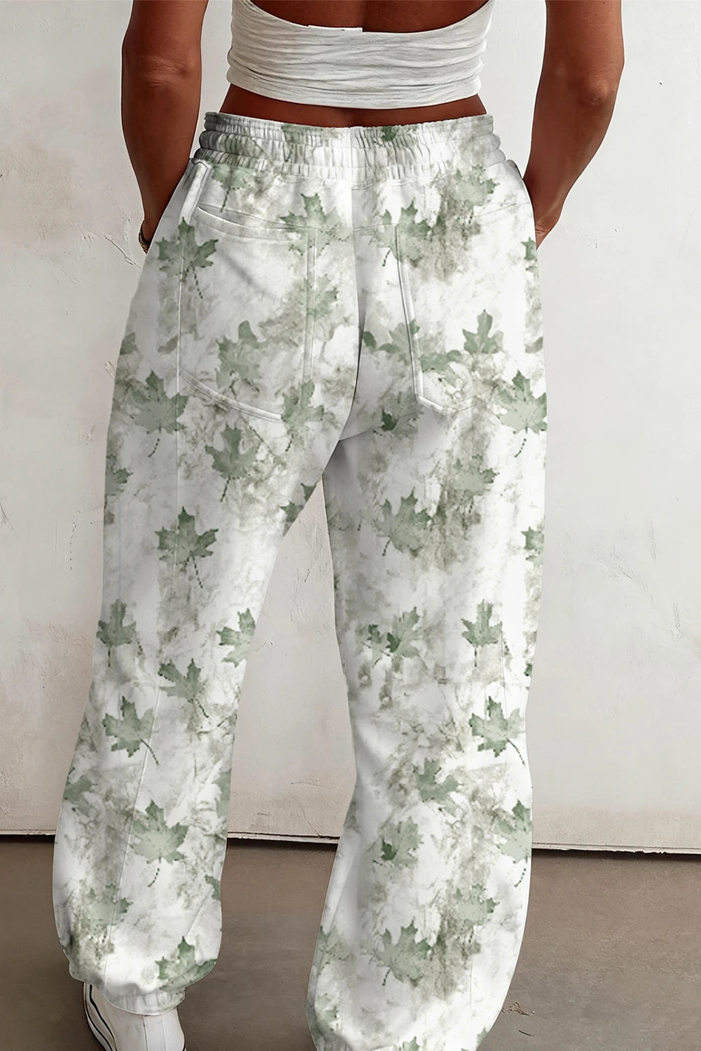 Beige Camo Print Baggy Drawstring Jogger Sweatpants