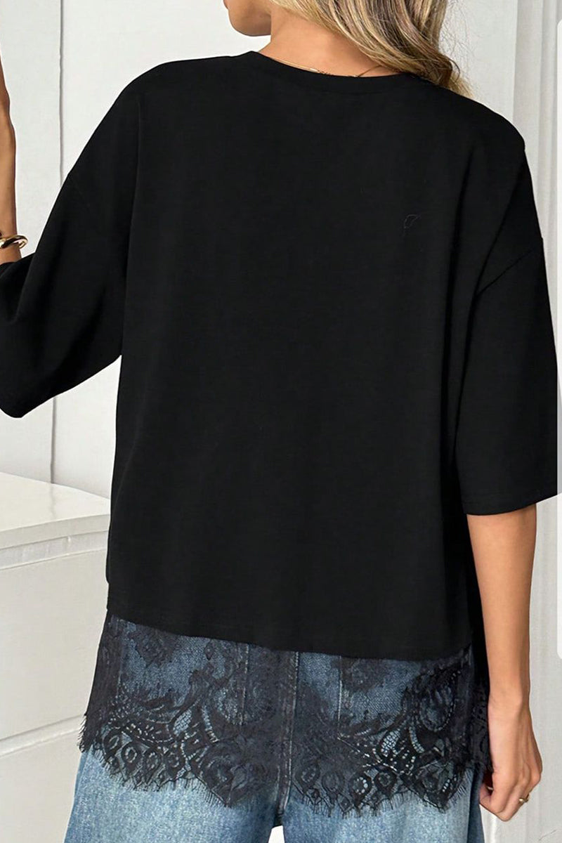 USA World Cup Graphic Lace Hem Oversized T Shirt