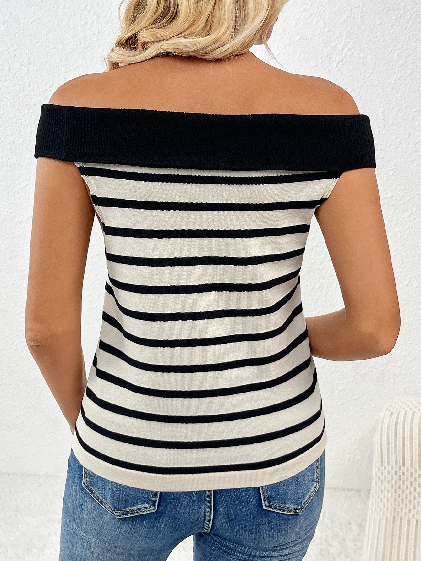 Long Sleeve Striped Pullover Women's Knit Sweater