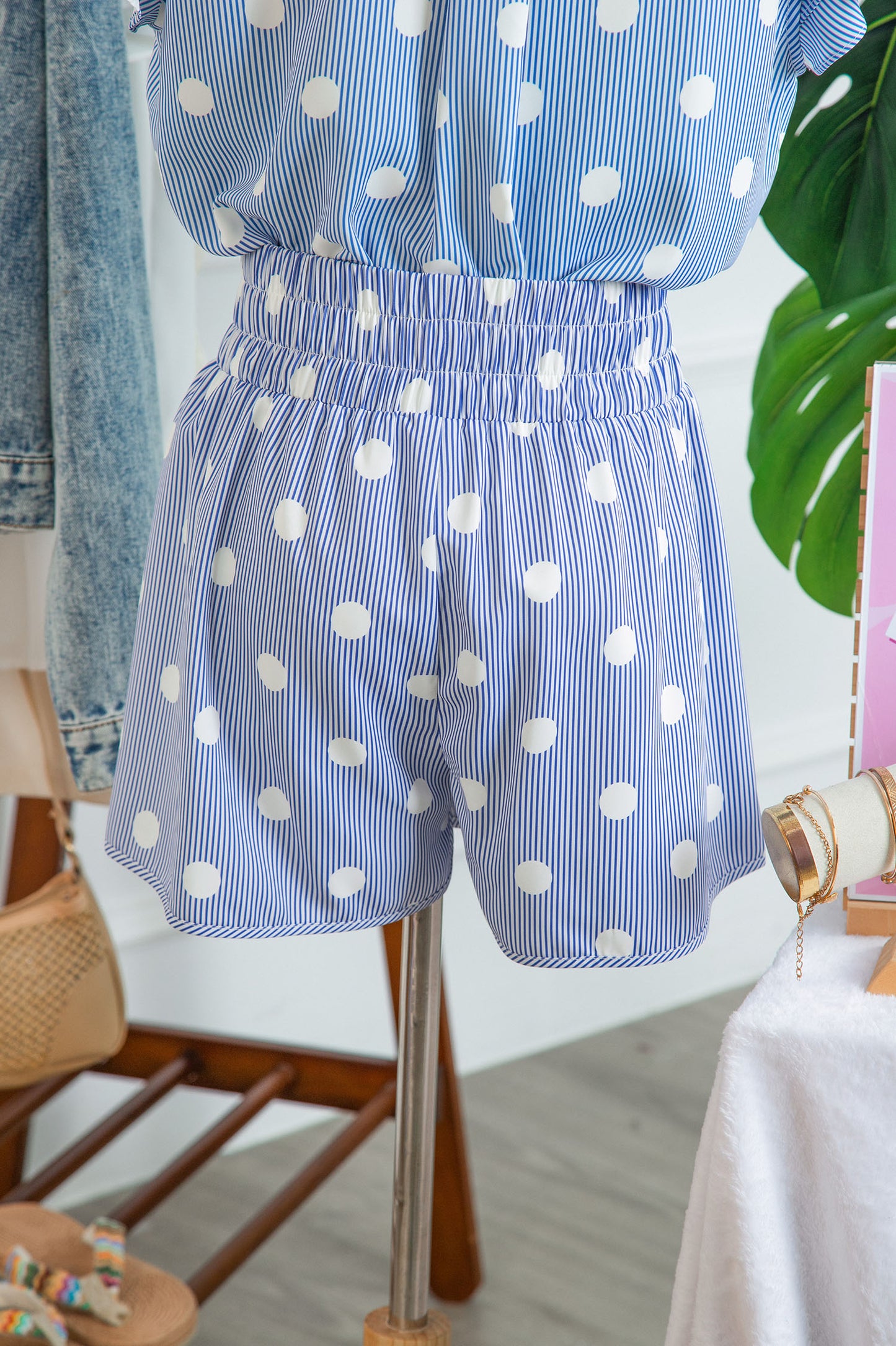 Polka Dot Polyester Shorts Casual Summer Beachwear