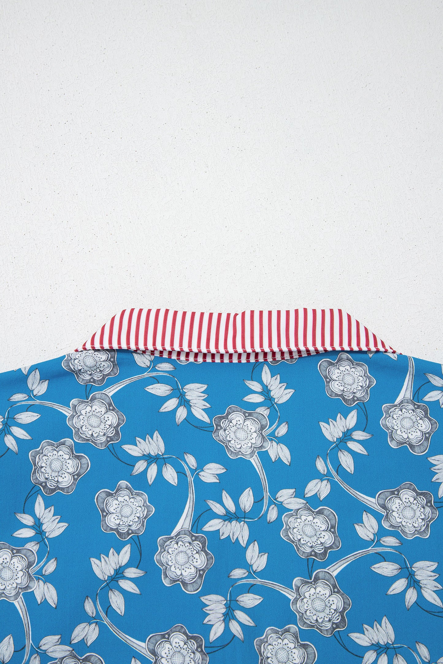Striped Floral Cotton Blouse Short Sleeve Casual Shift