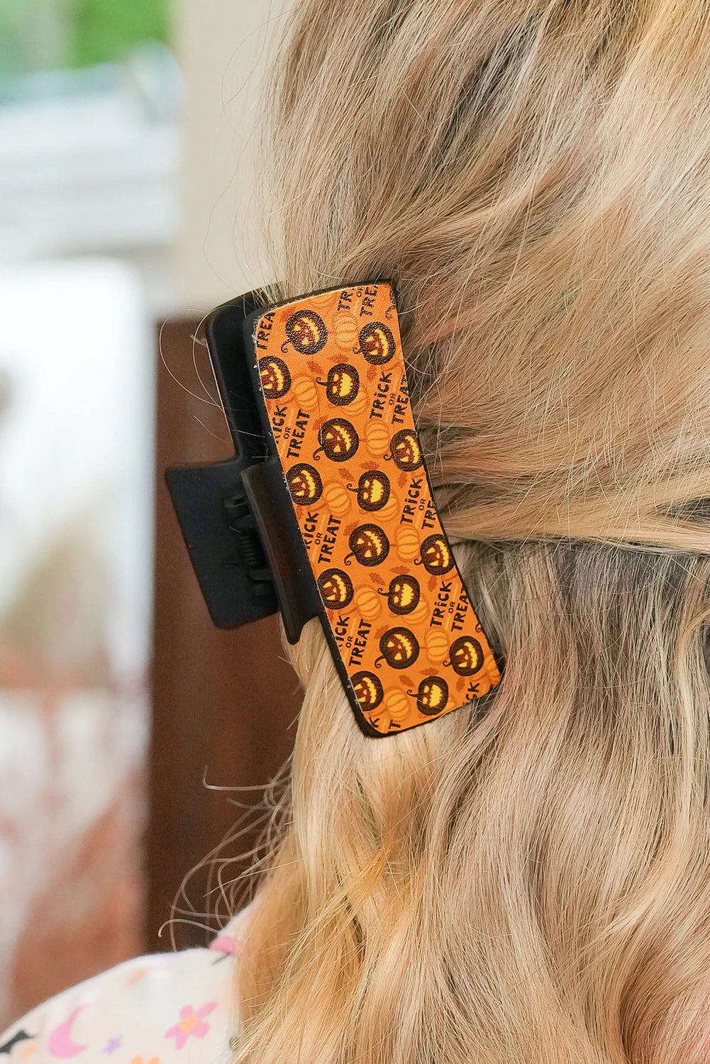 Orange Trick or Treat Halloween Print Hair Clip