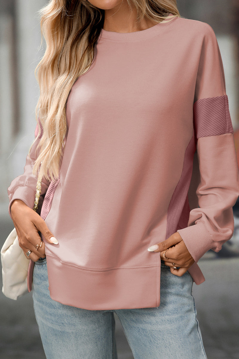 Colorblock Crewneck Long Sleeve Pullover Sweatshirt Women