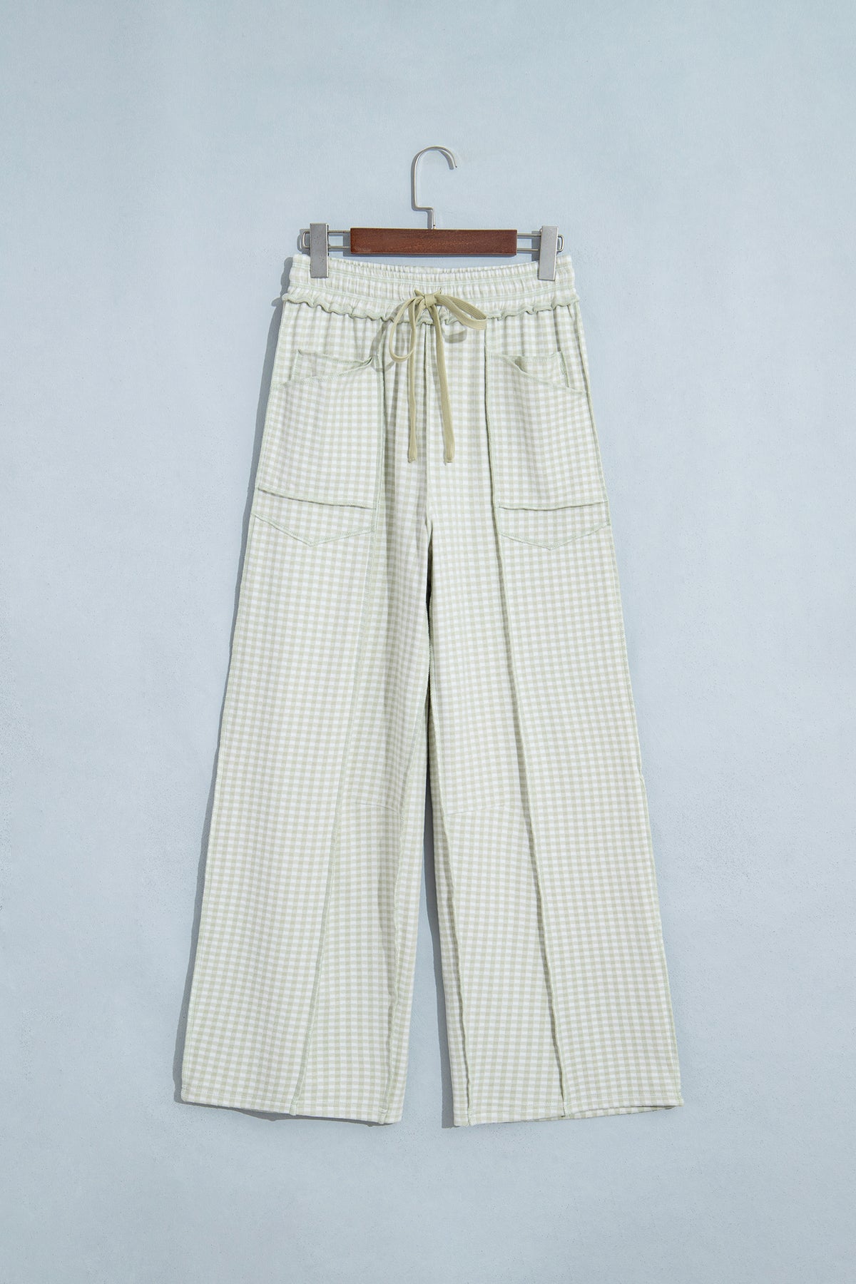 Red Plaid Contrast Trim Drawstring Elastic Waist Shift Pants