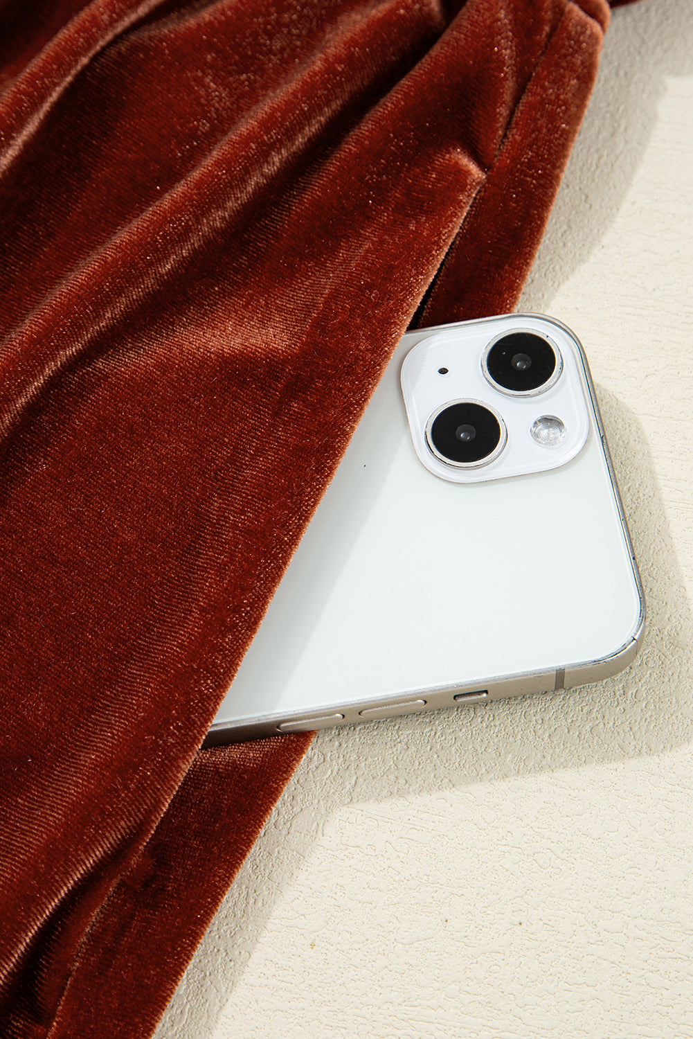 Clay Elastic V Neck Puff Sleeve Short Velvet Dress