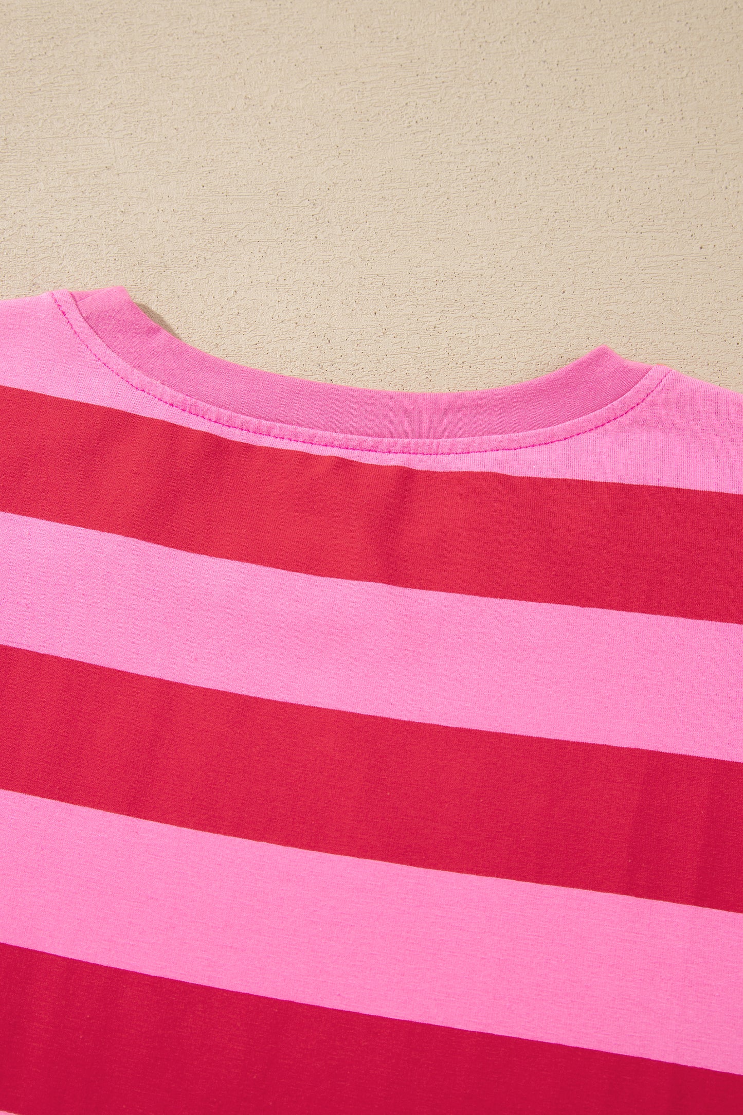 Orange Stripe Cuffed Short Sleeve Pocketed Casual T Shirt Long Dress