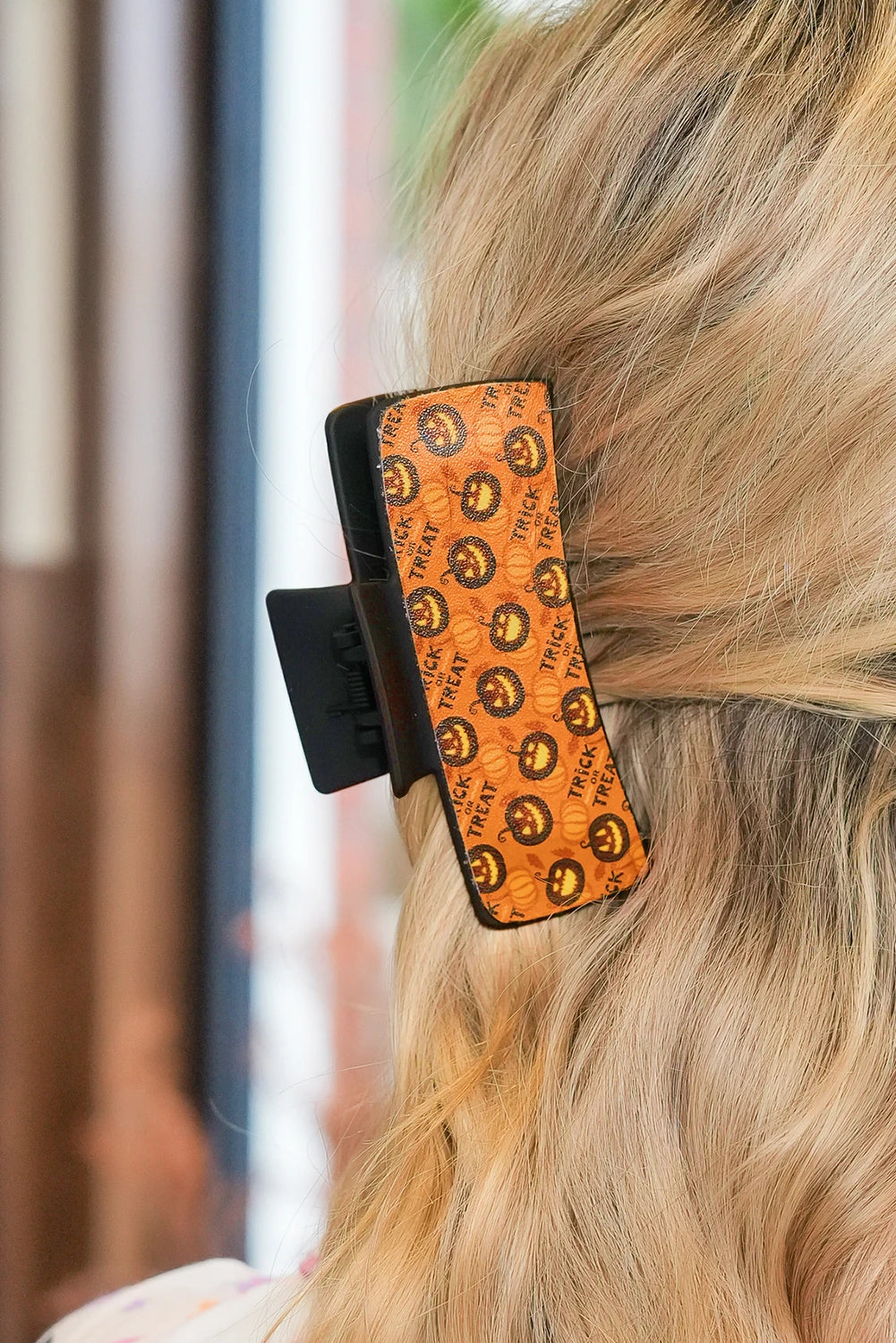 Orange Trick or Treat Halloween Print Hair Clip