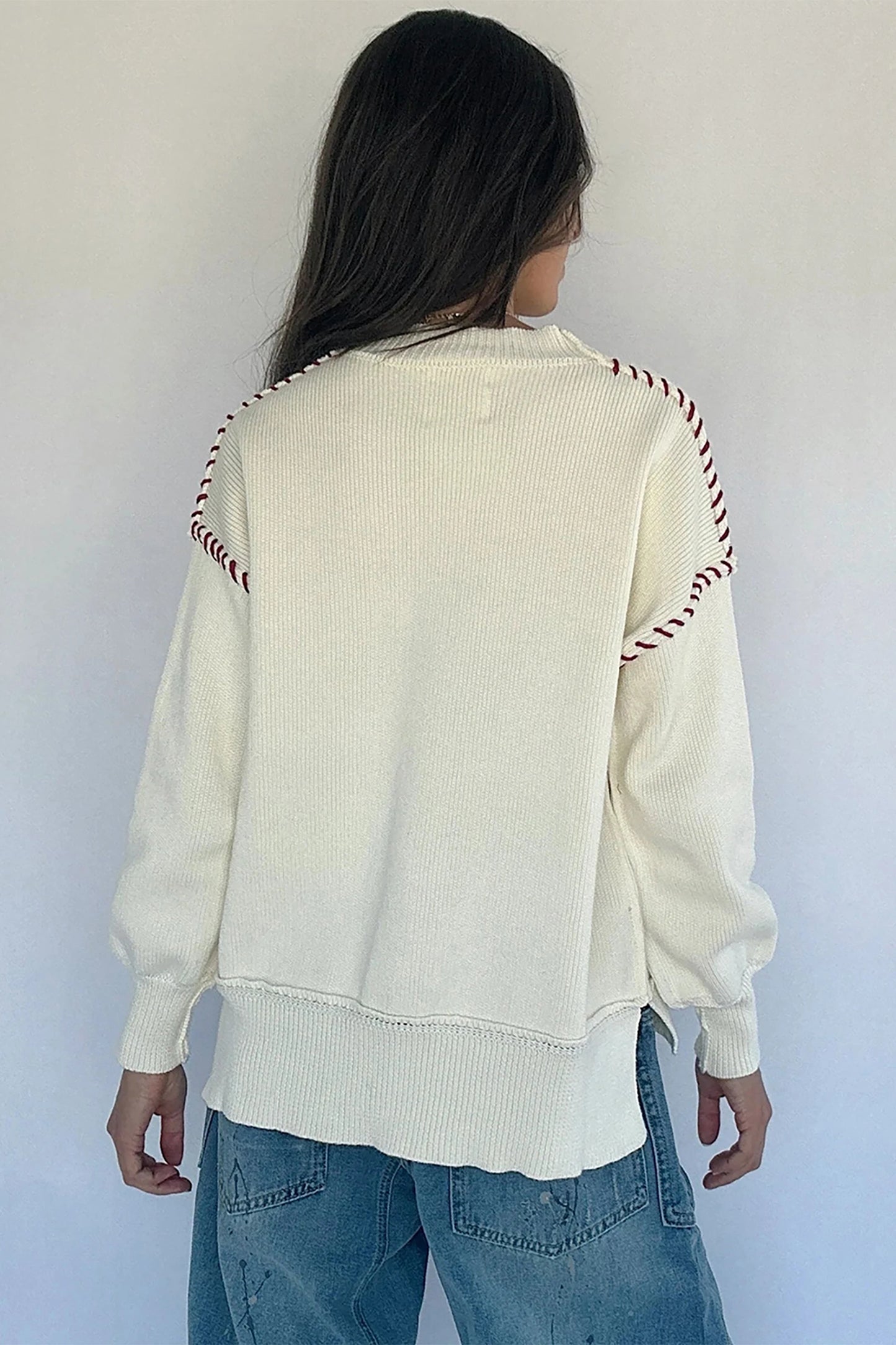 Drop Shoulder Game Day Letter Print Pullover Sweater