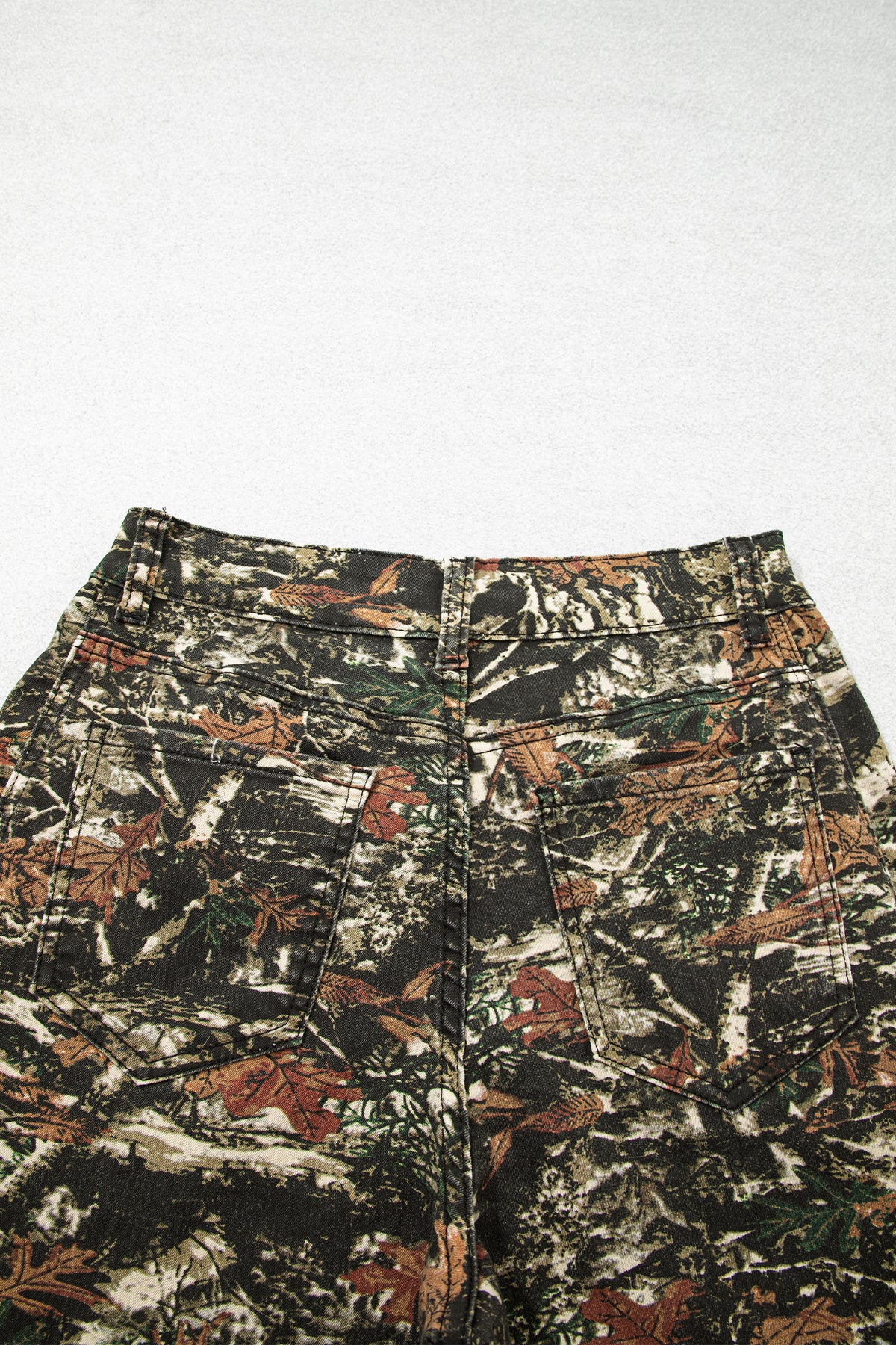 Multicolour Western Woodland Camouflage Straight Leg Shift Jeans