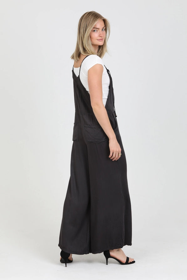 Denim Flare Leg Sleeveless Overall Jumpsuit