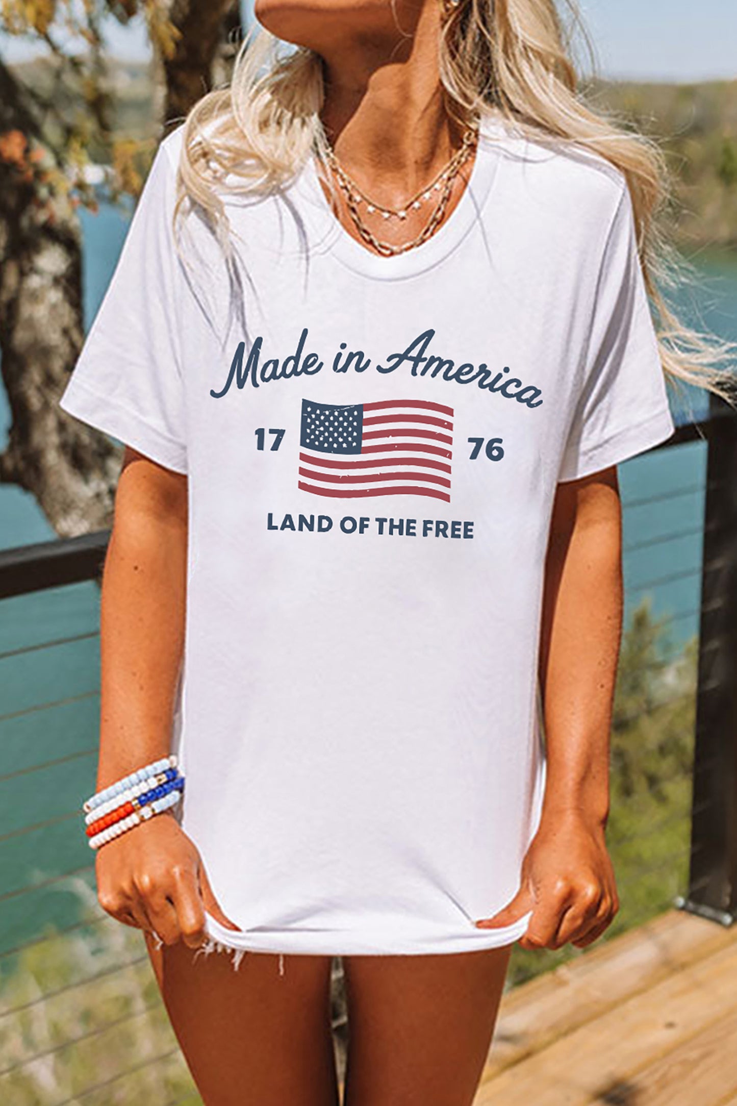 Flag Cotton Blend Graphic Tee Patriotic Boutique