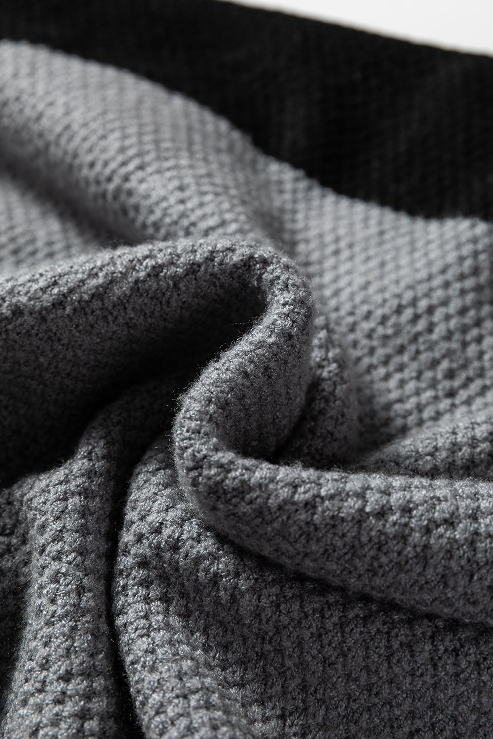 Dark Brown Color Block Knit Striped Sleeve Detail Casual Sweater