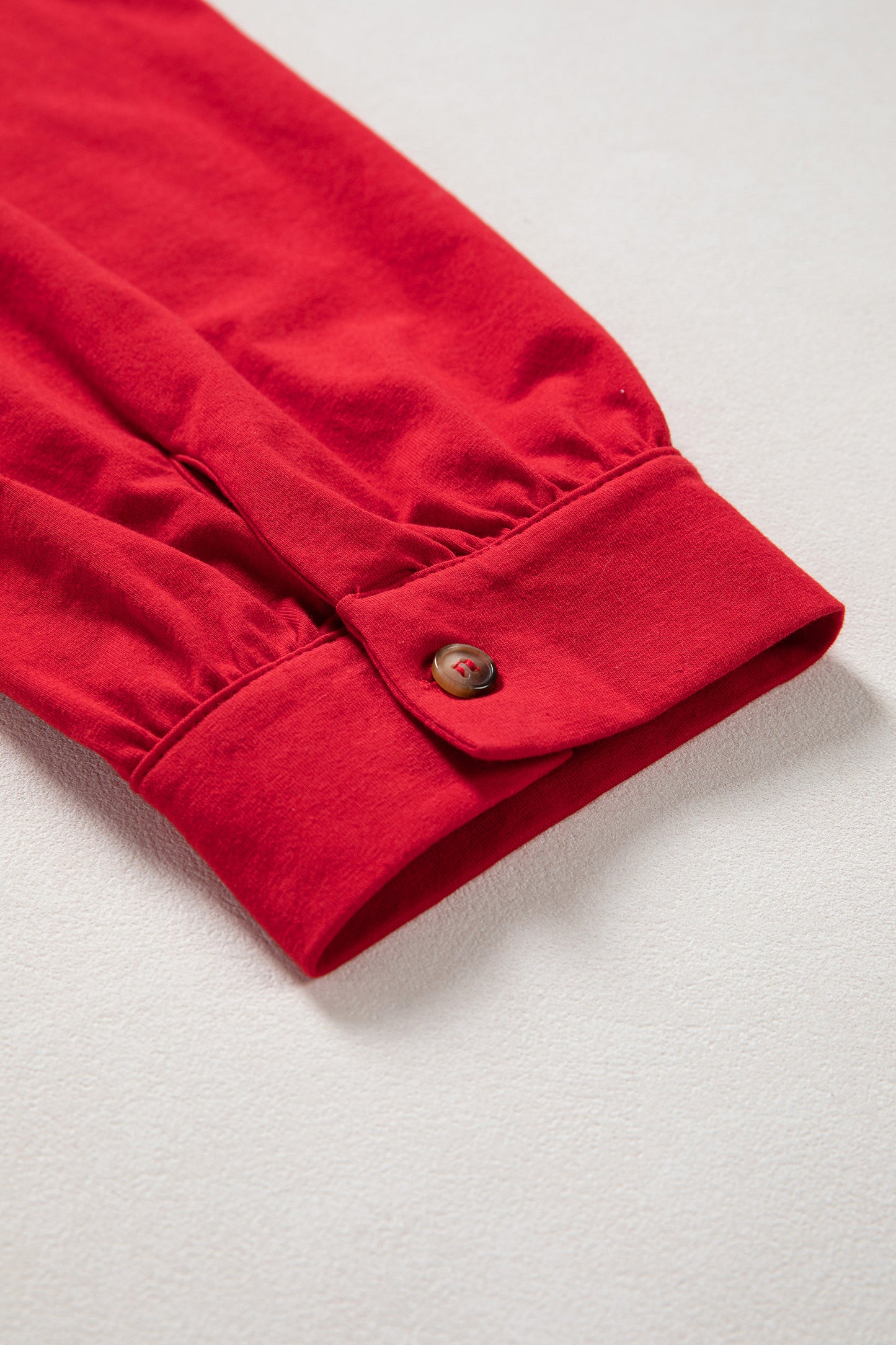 Red Stripe Half Placket V Neck Contrast 3/4 Sleeve Patchwork Top