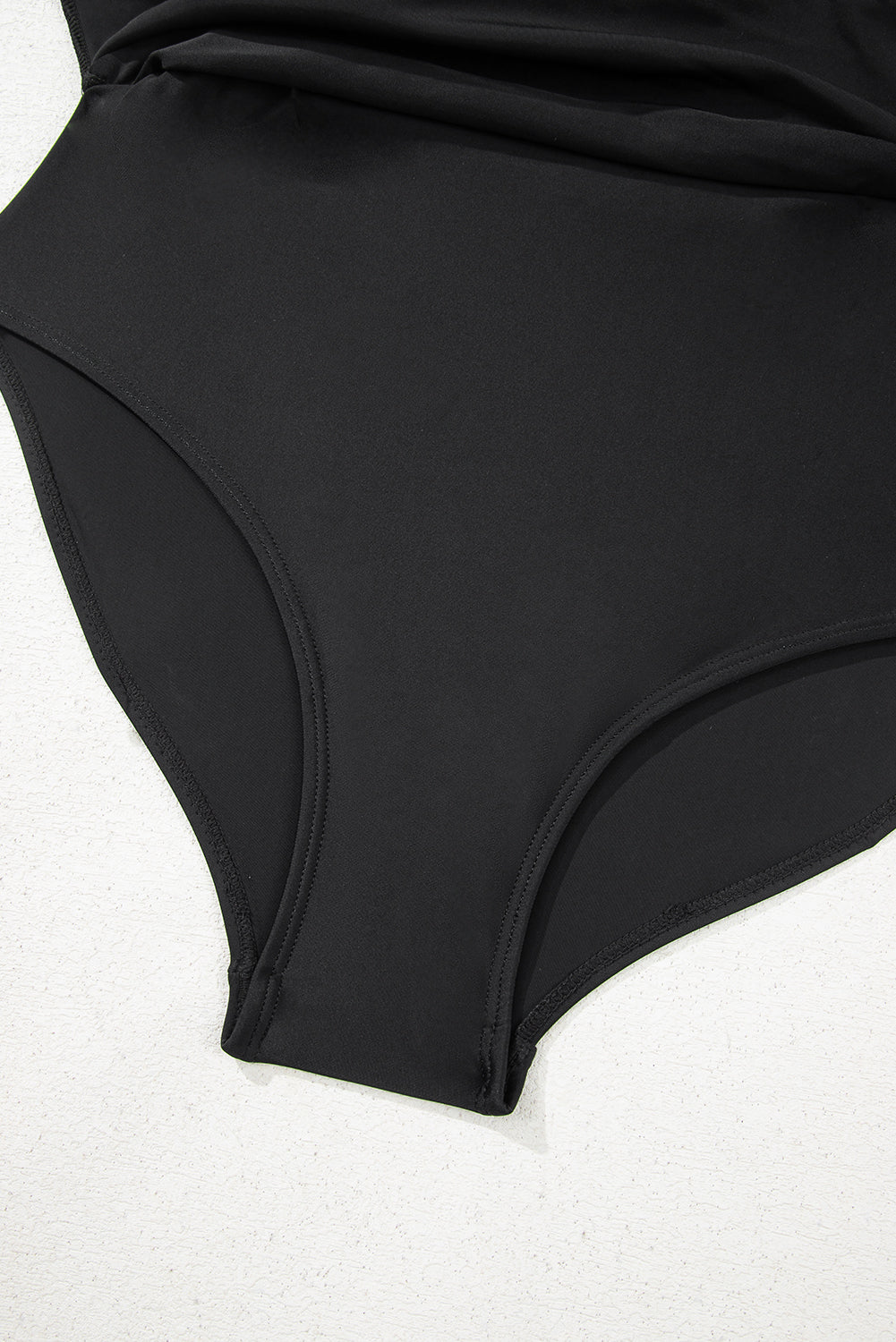 Black U Neck Adjustable Straps Knotted Skirt Patchwork One Piece Swimsuit