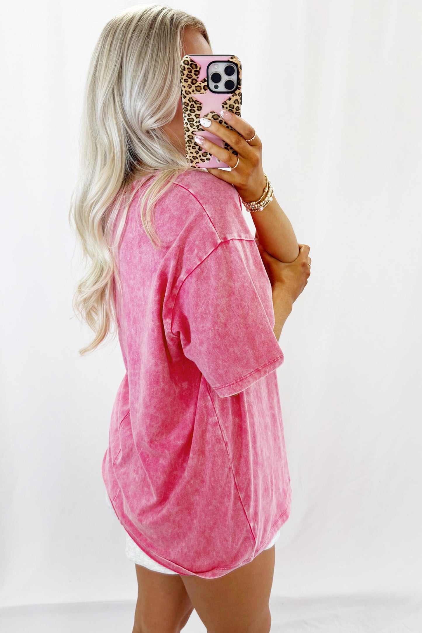 Mineral Wash Cotton Tee Oversized Casual Shift Top