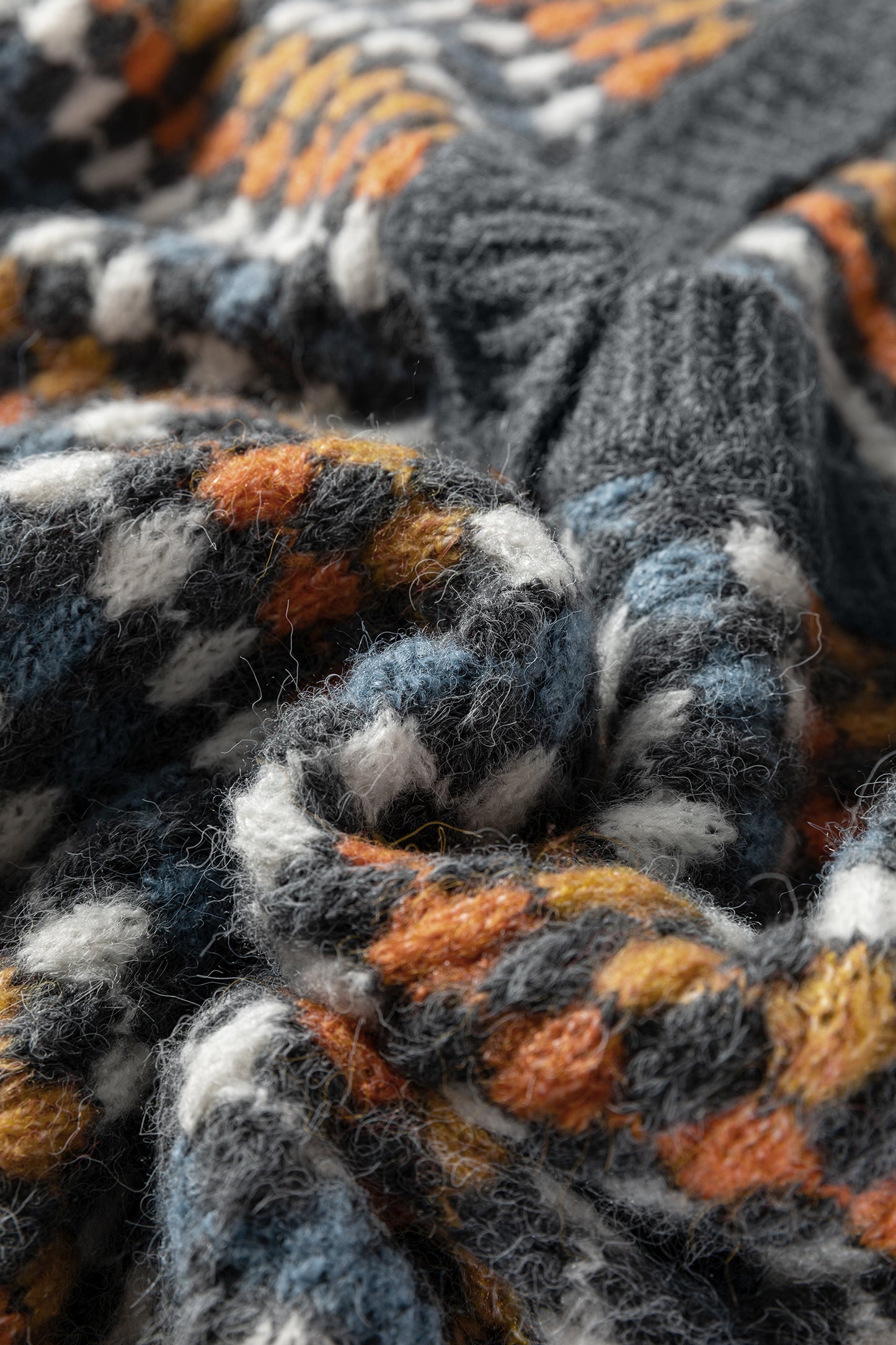 Multicolour Dotty Pattern Knit Button Front V Neck Sweater Cardigan