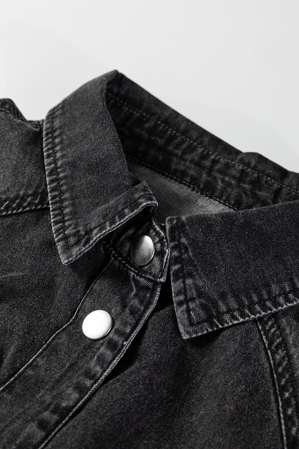 Beau Blue Chest Pocket Raw Hem Denim Loose Shirt Dress