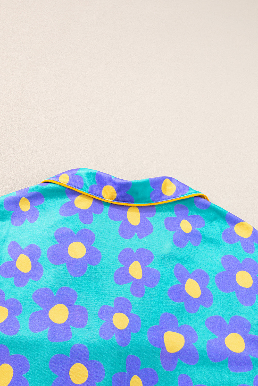 Loose and comfortable Flower Print Short Sleeve Shirt Pajamas Set