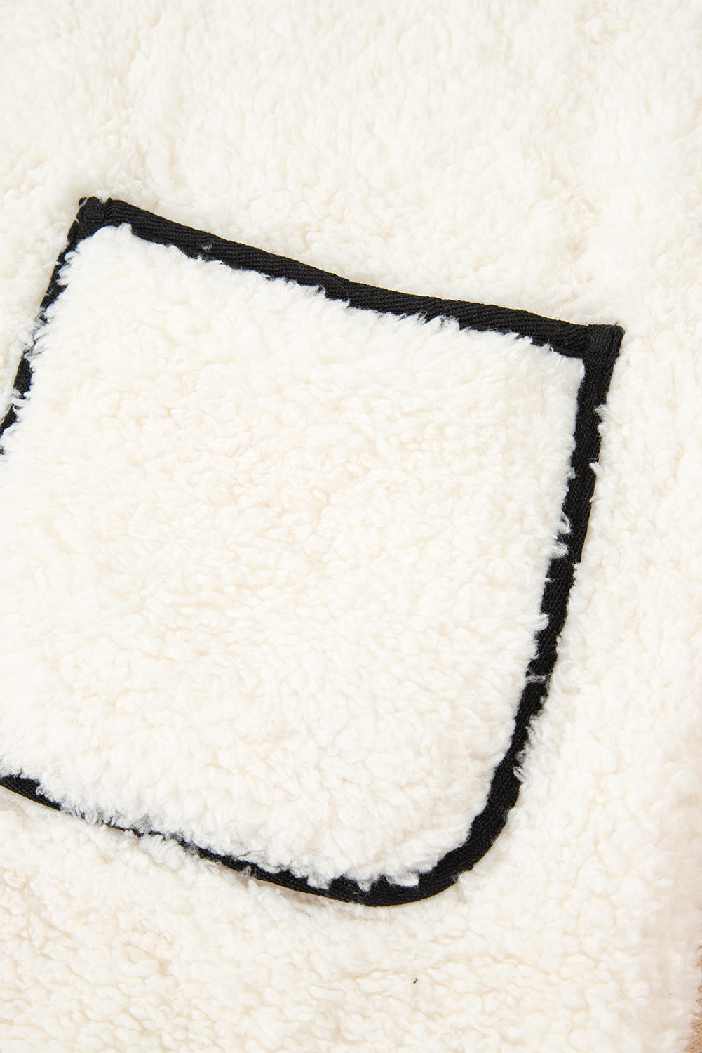 White Sherpa Contrast Trim Patch Pocket Cartridge Toggle Button Vest