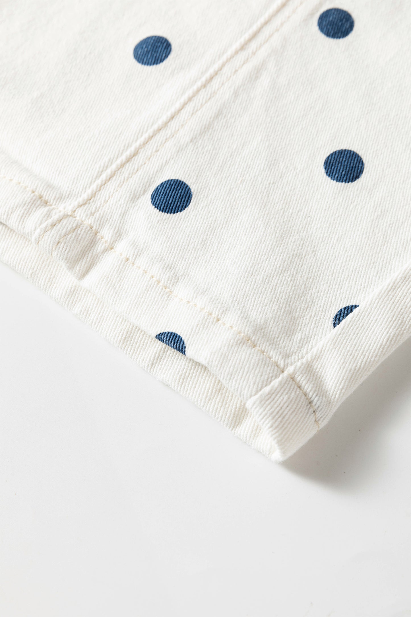 Polka Dot Cotton Jeans Casual High Waist Wide Leg