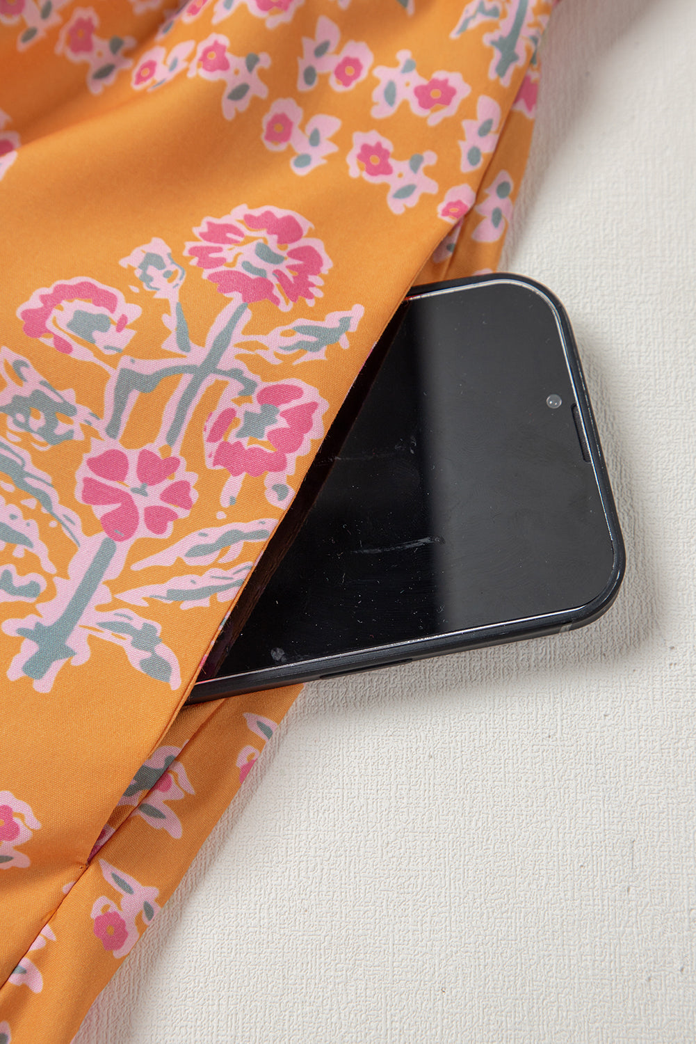 Floral Mixed Patchwork Tassel Tie Plus Size Midi Dress