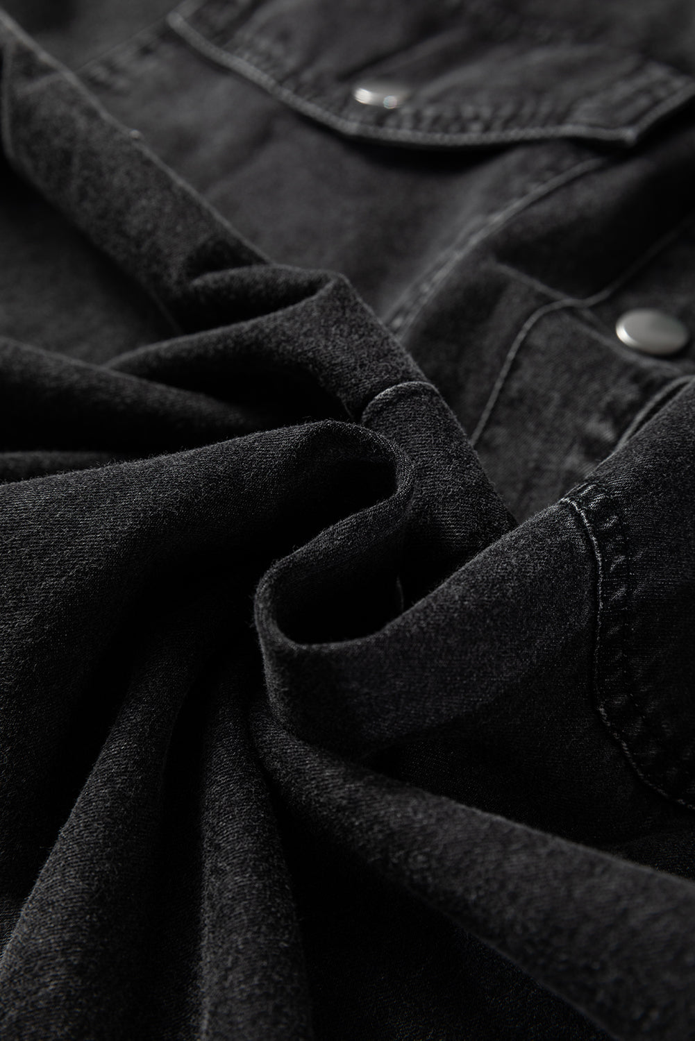 Beau Blue Chest Pocket Raw Hem Denim Loose Shirt Dress