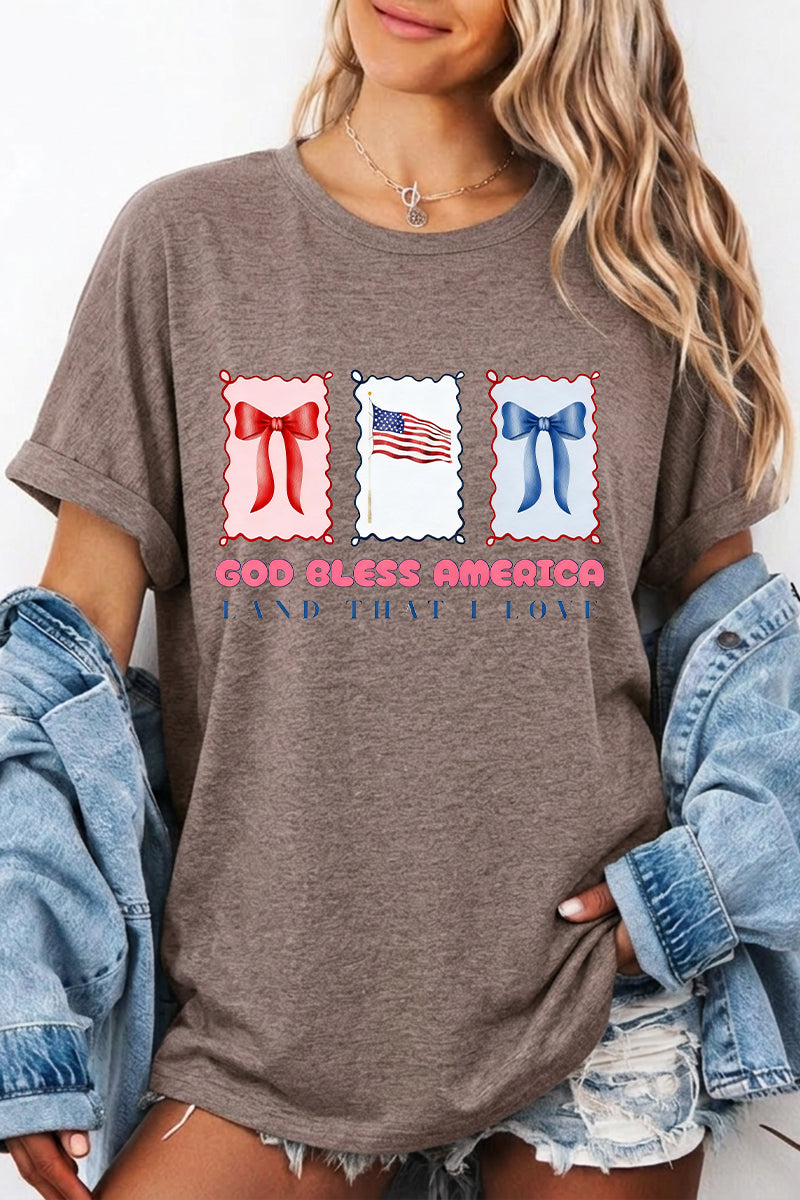 Independence Day USA Flag Graphic T Shirt Women