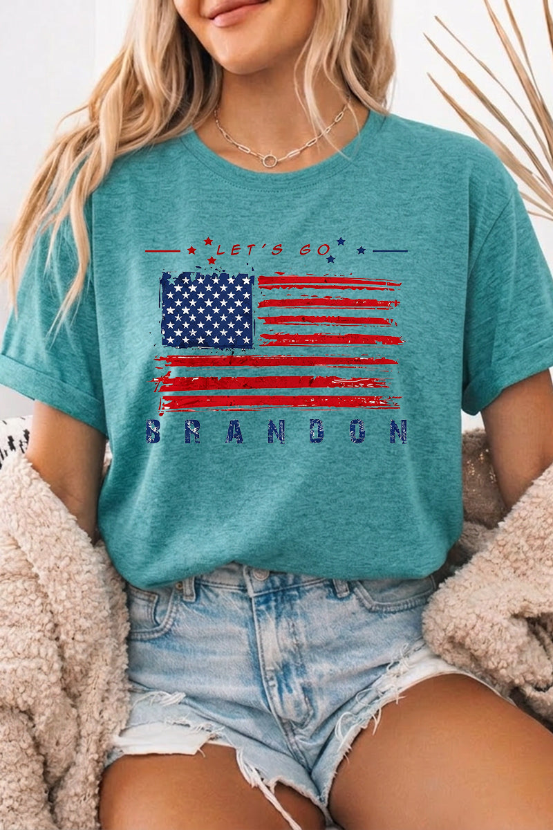 Patriotic Graphic Tee Oversized USA Flag Casual Top