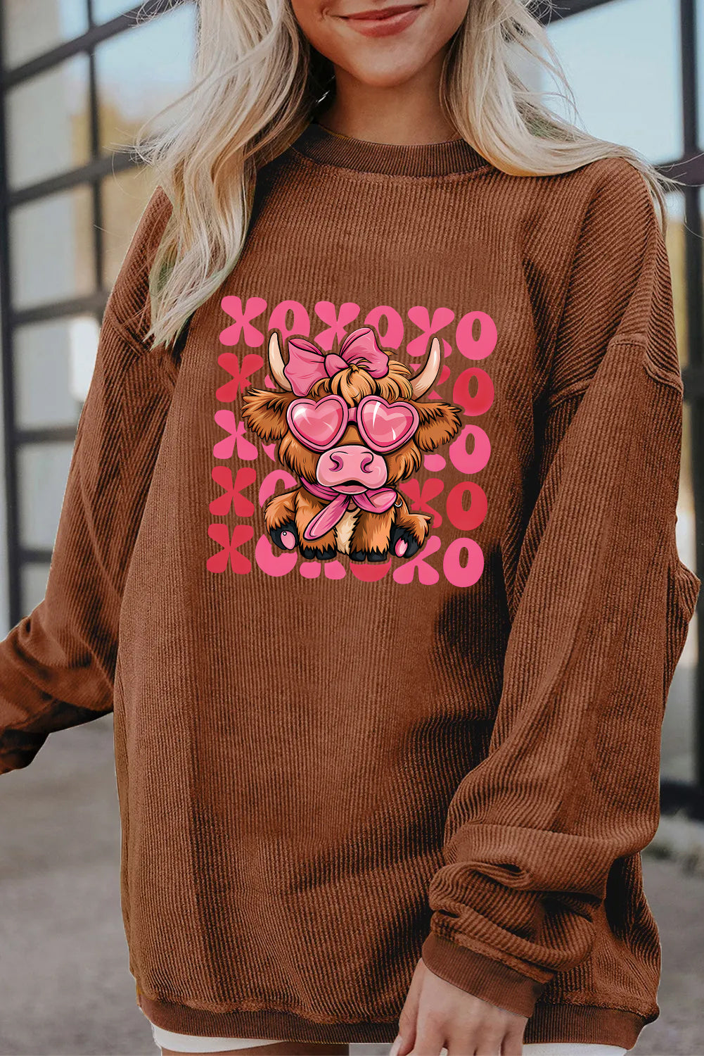 Valentine’s Day XOXO Cow Graphic Sweatshirt