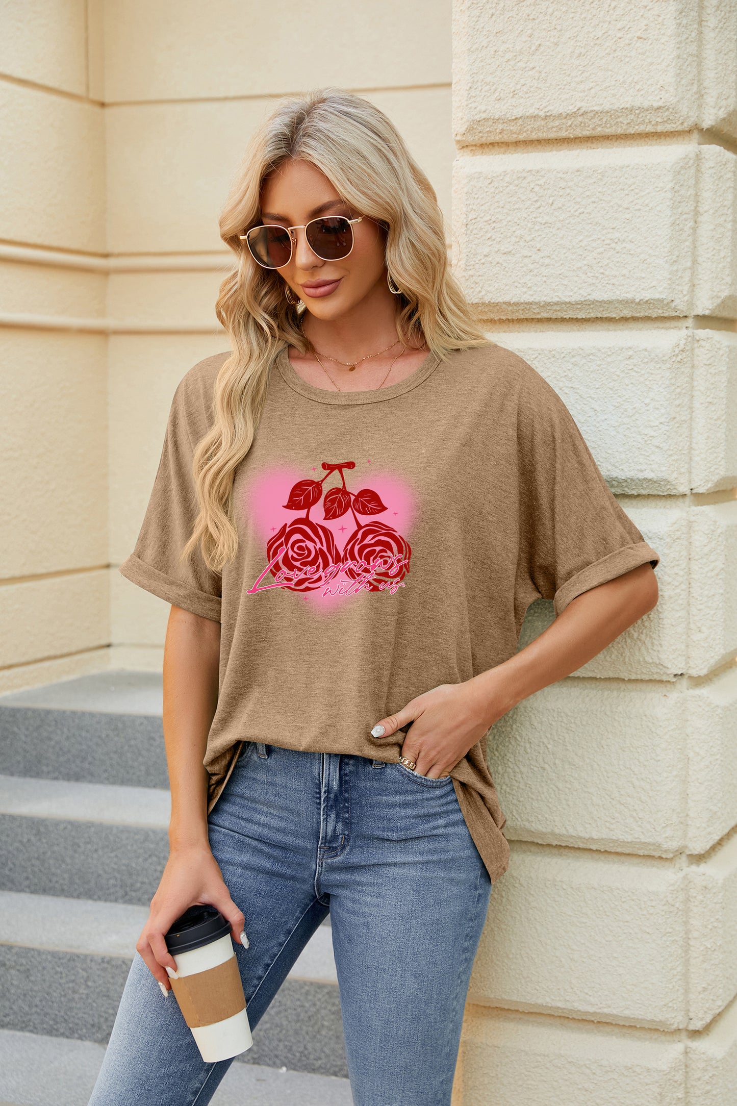 Valentine's Day Red Rose Graphic Casual Tee