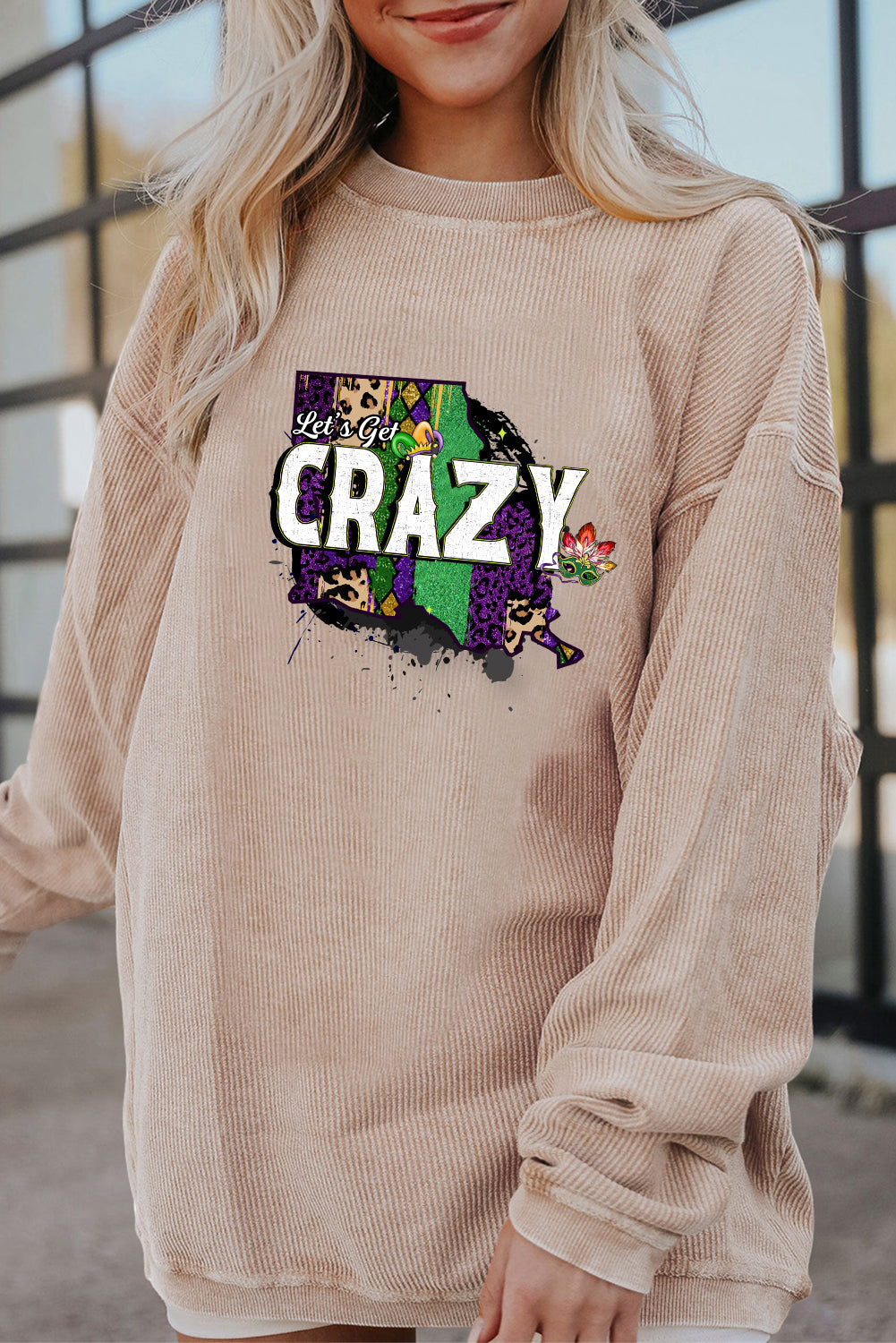 Mardi Gras Carnival Crazy Graphic Long Sleeve Tee