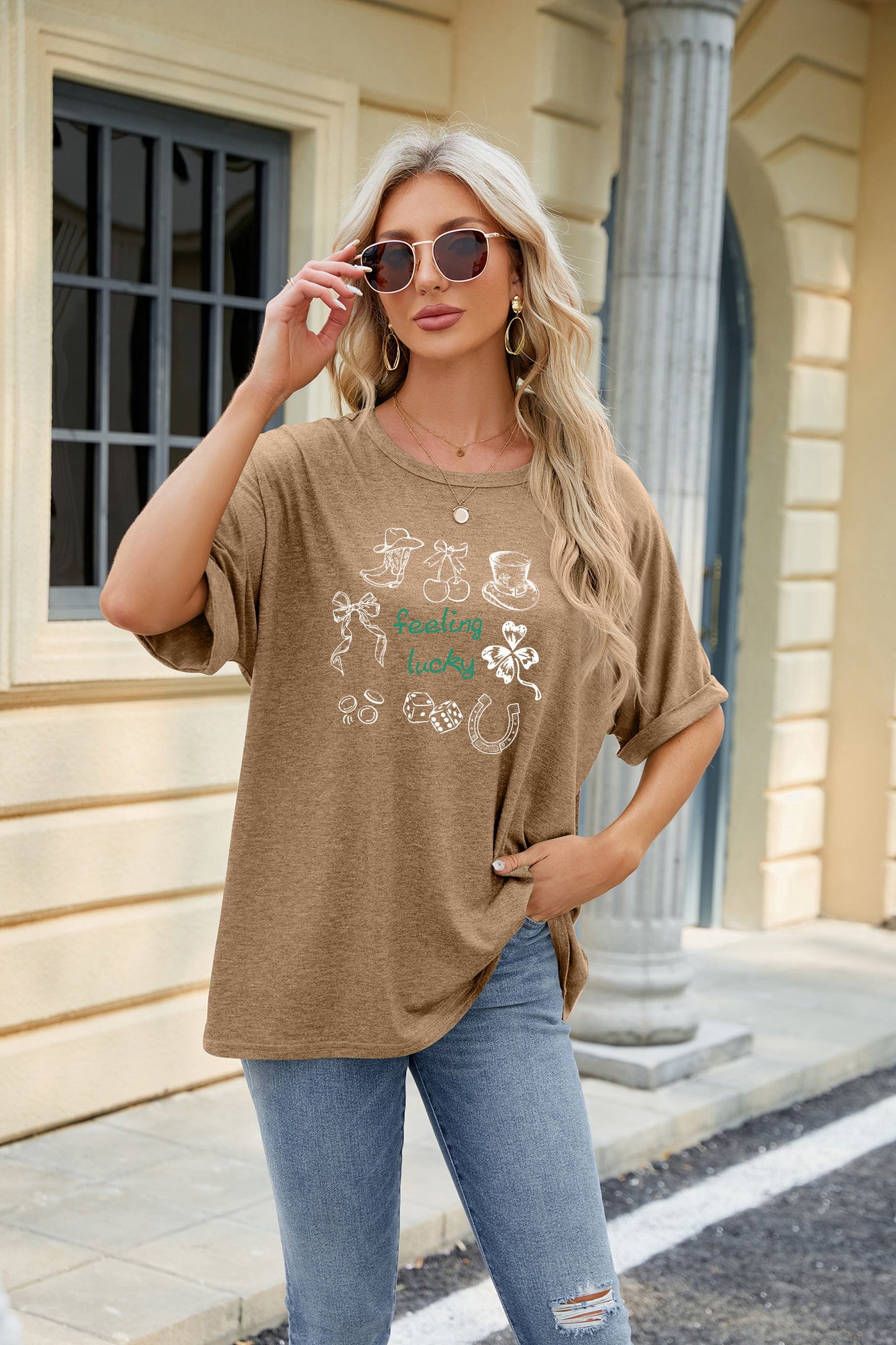 Saint Patrick’s Day Feeling Lucky Shamrock Graphic Tee