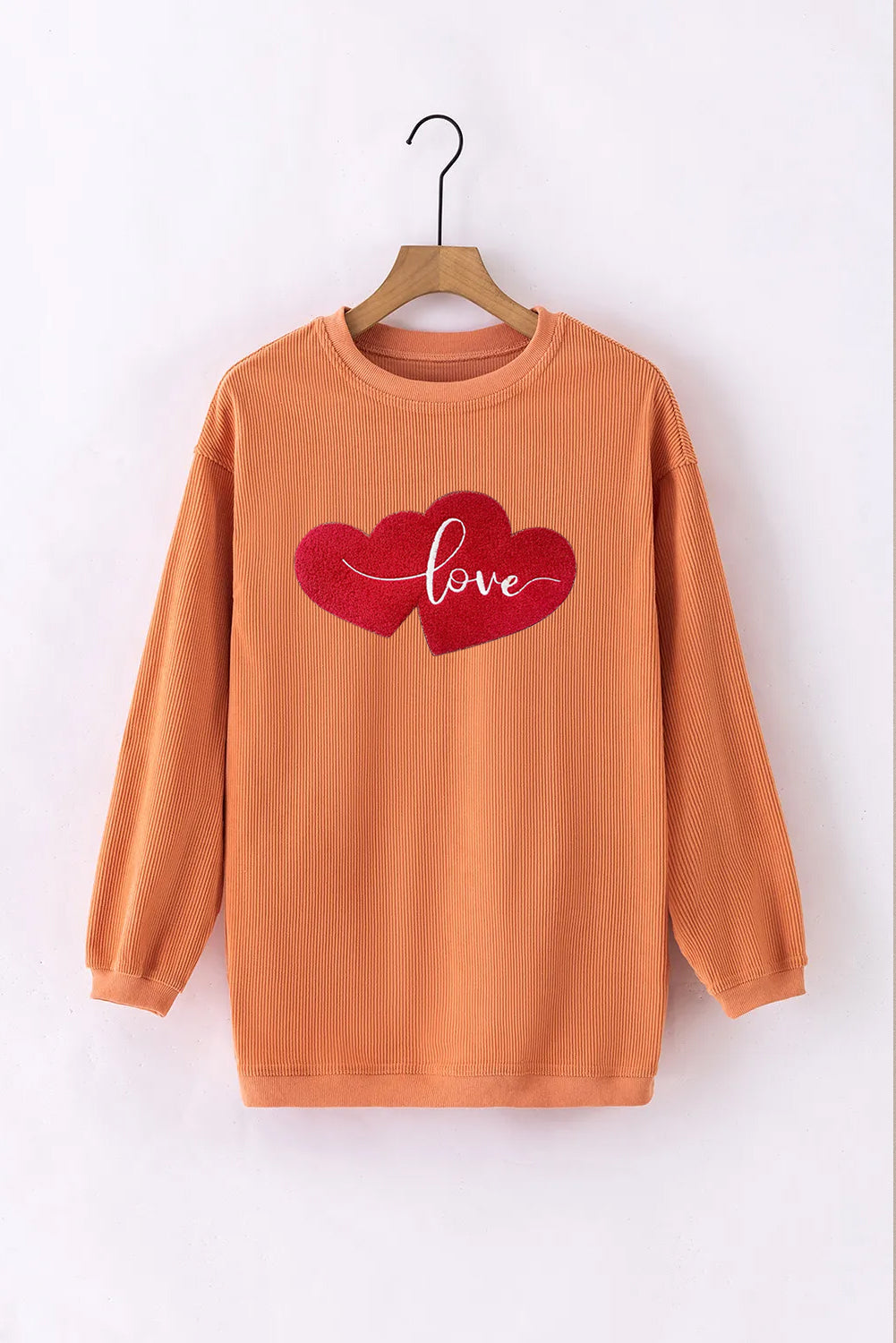 Women’s Oversized Love Heart Corduroy Sweatshirt Valentine