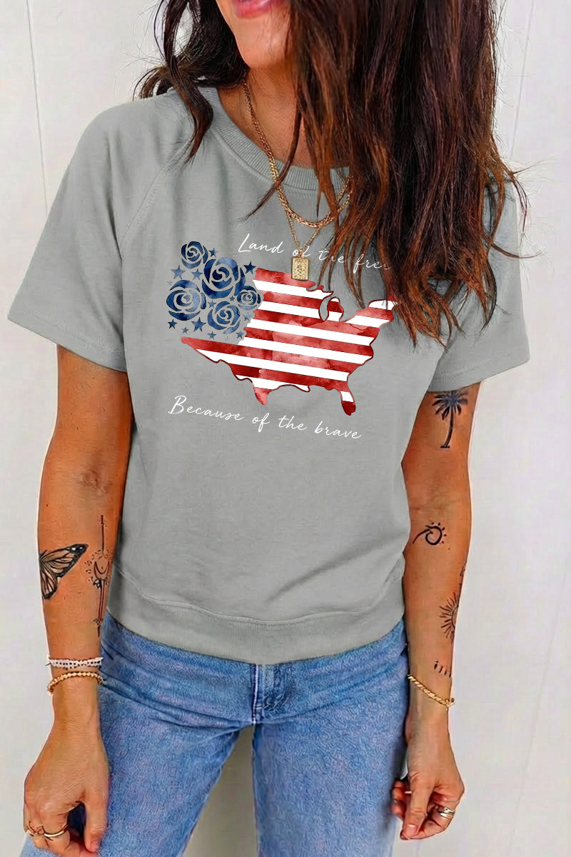 Independence Day American Flag Graphic Tee Casual Top