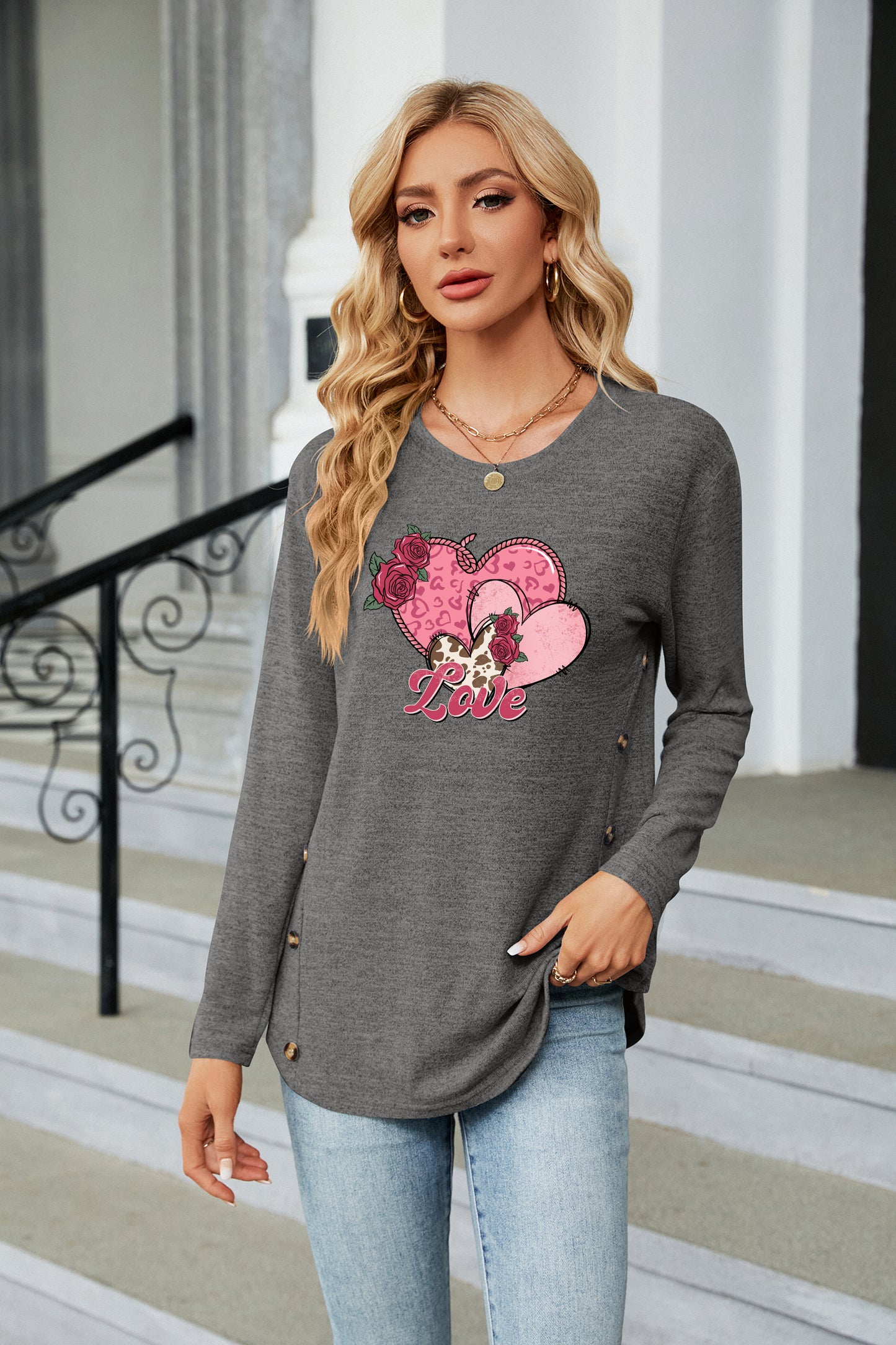 Valentine's Day Heart Love Graphic Everyday Long Sleeve