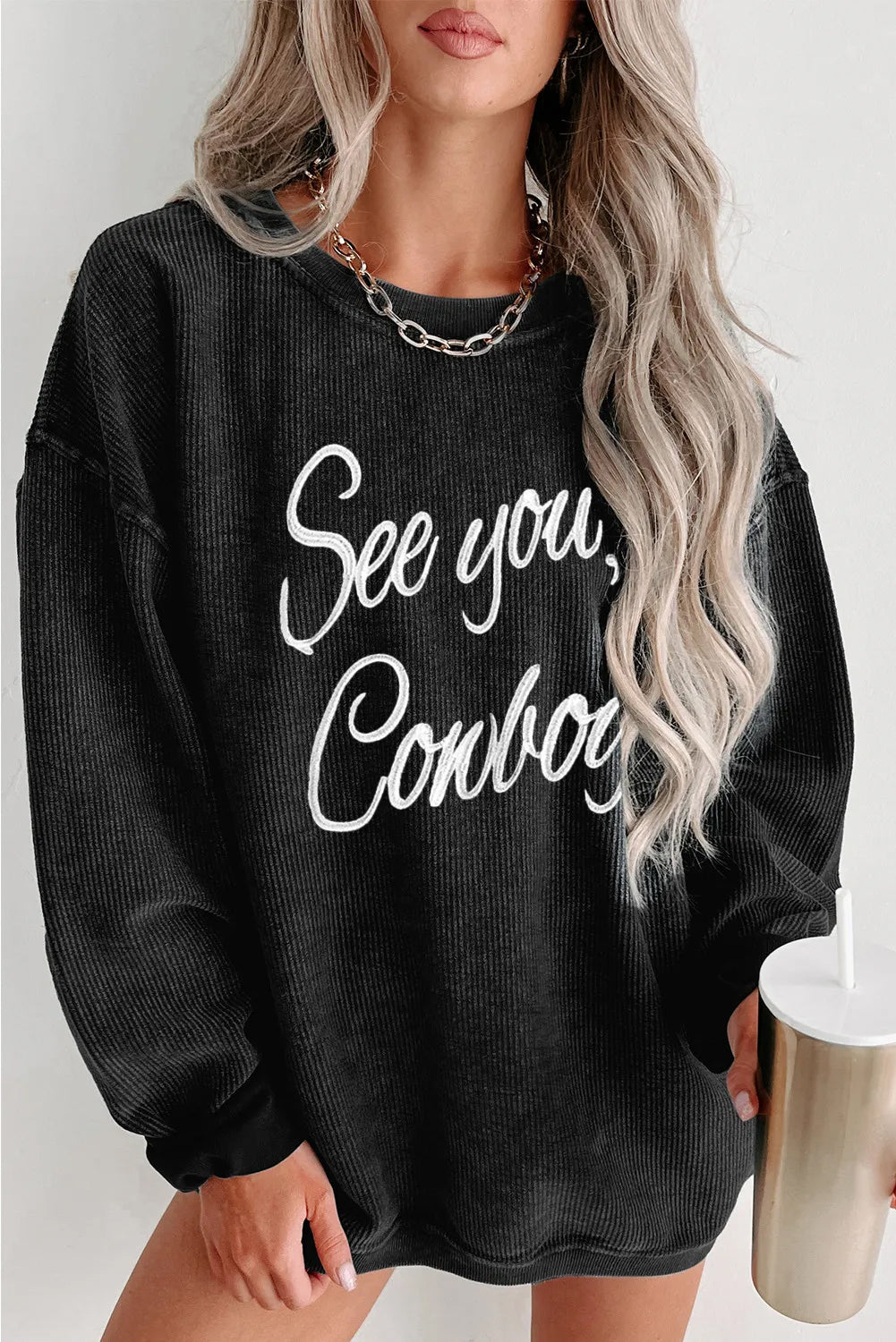 Western Cowboy Script Text Casual Sweatshirt