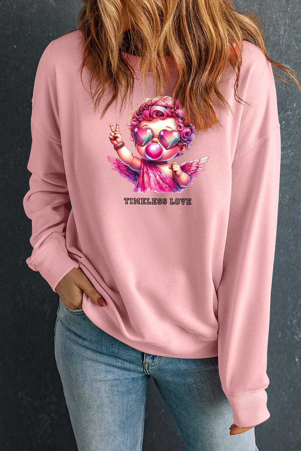 Valentine’s Day Timeless Love Angel Graphic Cozy Sweatshirt