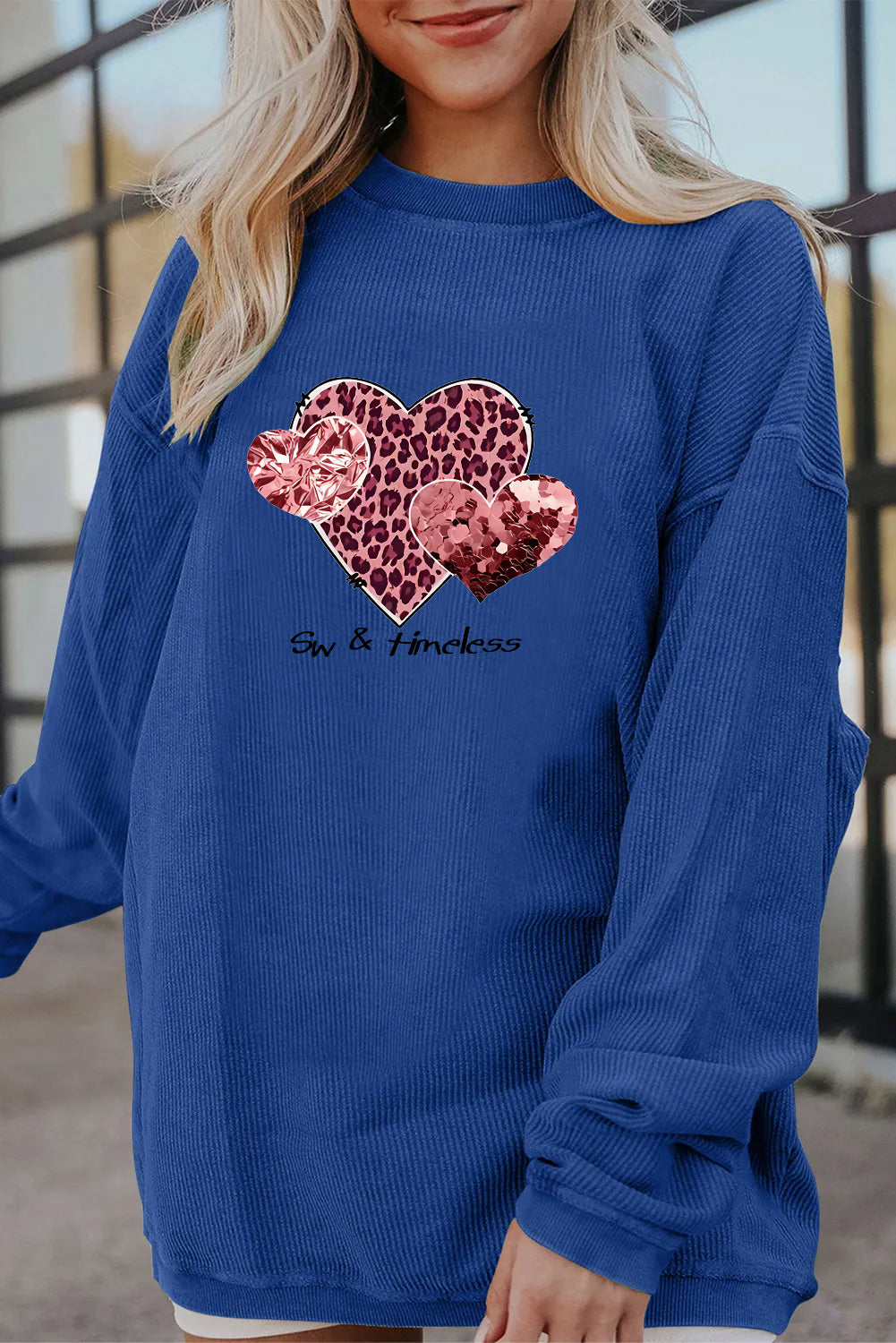 Valentine’s Day Leopard Heart Love Graphic Sweatshirt