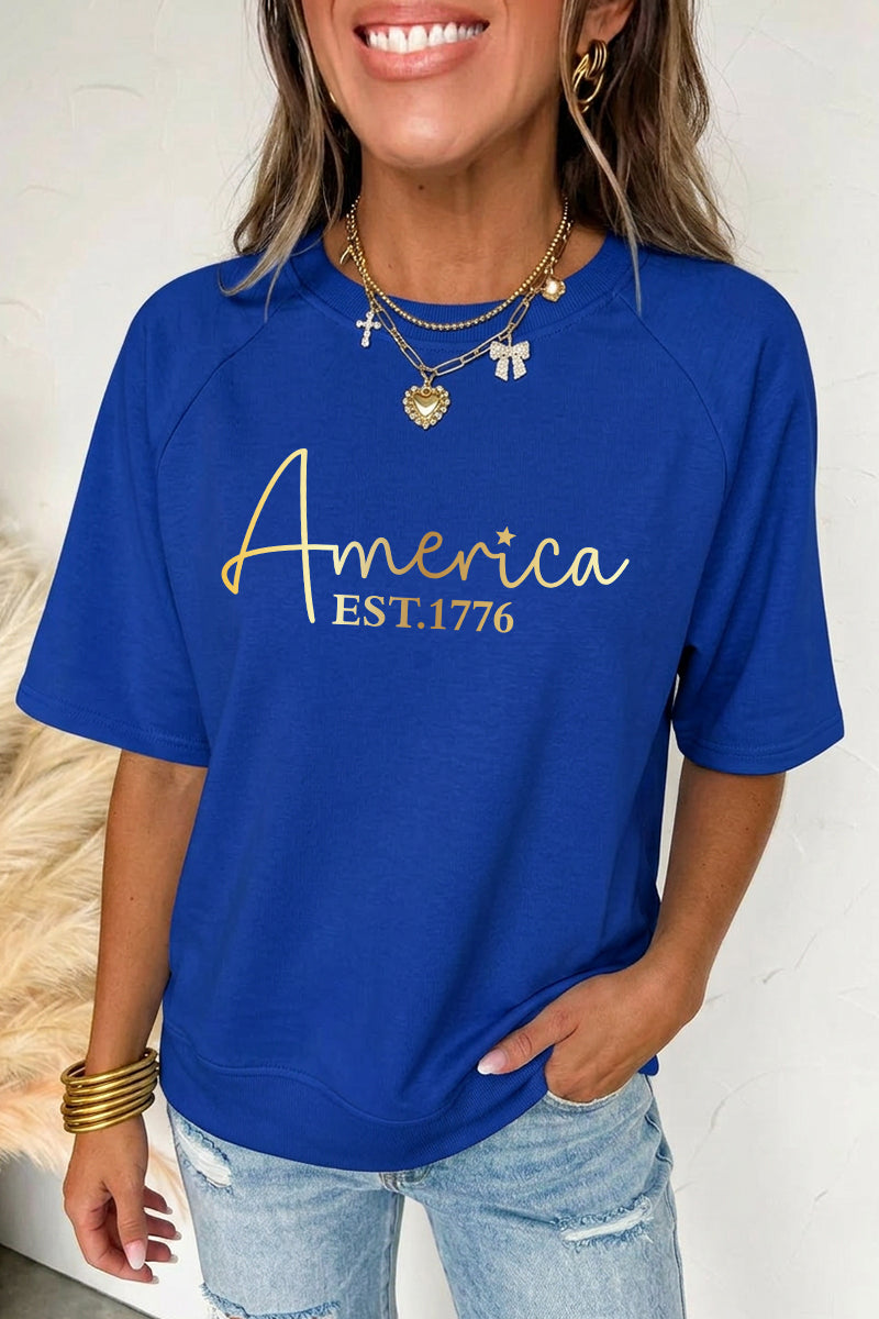 Independence Day America Est 1776 Script Tee Top
