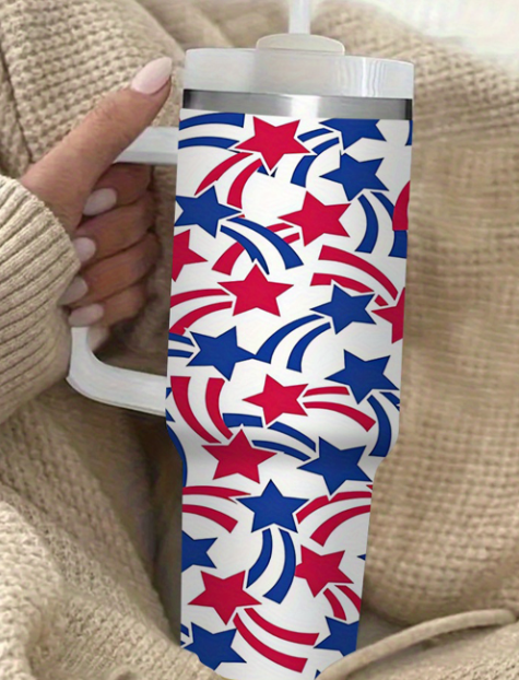 White American Stars Print Large Tumbler 40oz