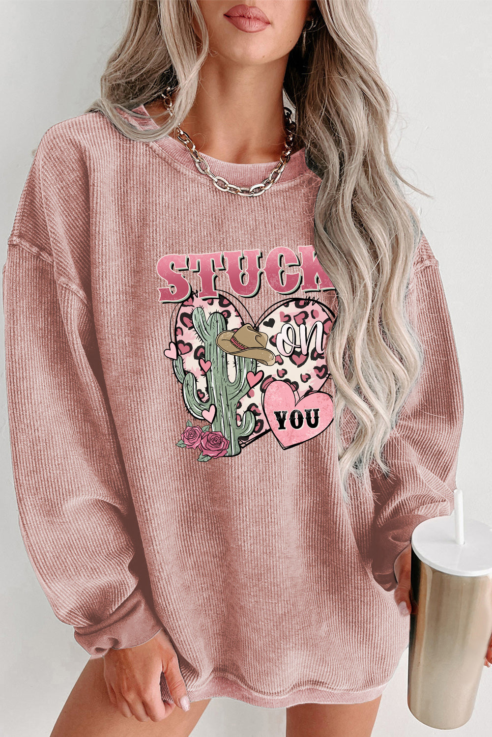Valentine's Day Stuck On You Heart Graphic Sweatshirt