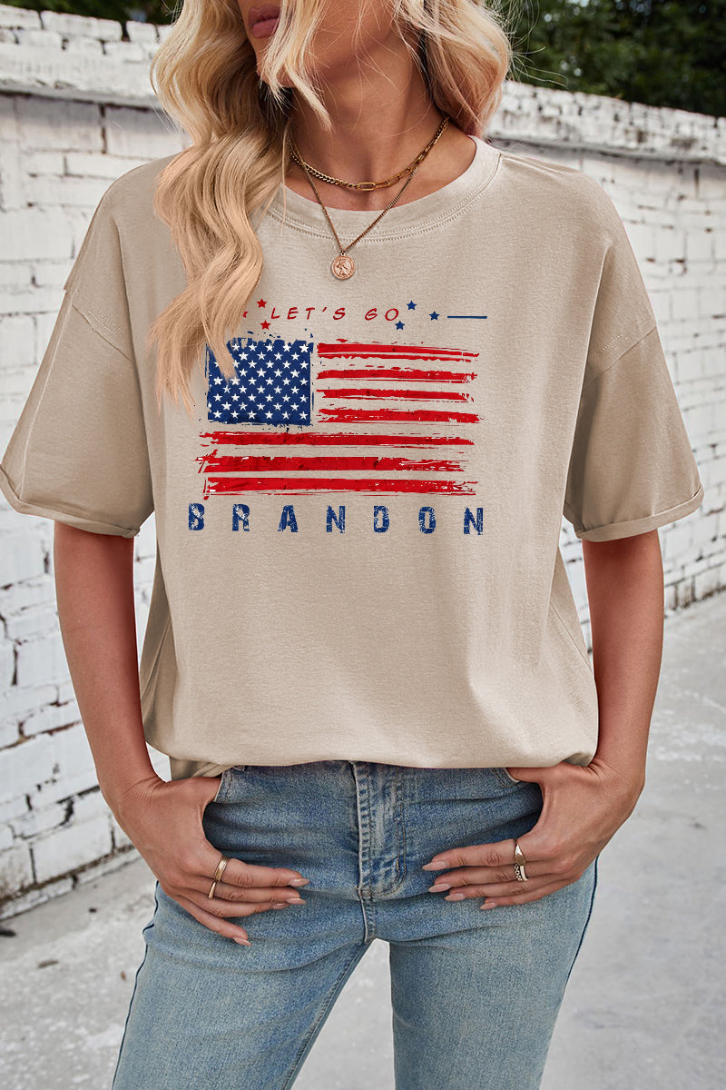 American Flag Cotton Tee Oversized Casual Patriotic