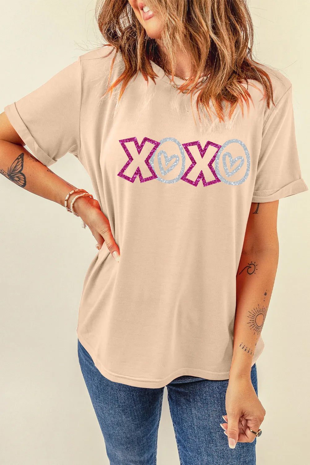 Valentine’s Day Glitter XOXO Heart Tee