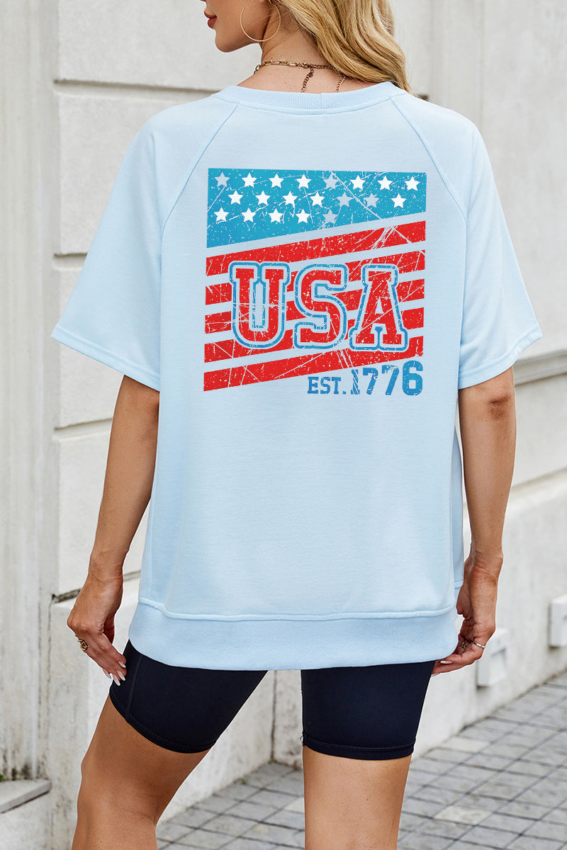 Oversized USA Back Print Fourth of July Tee