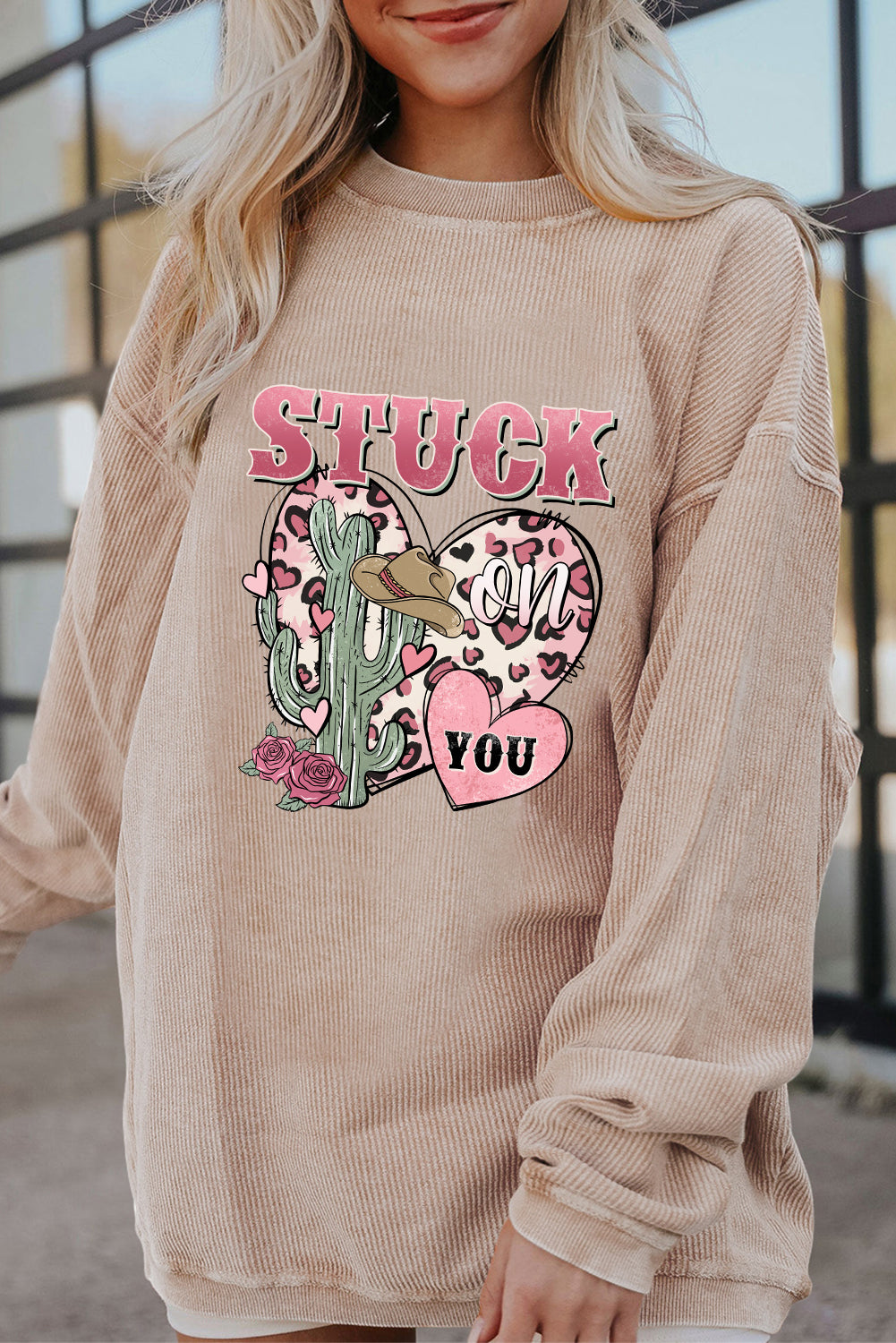 Valentine’s Day Stuck On You Cactus Heart Graphic Top
