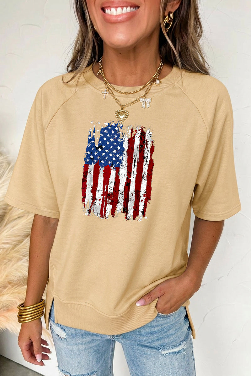 Vintage American Flag Graphic Casual Loose Tee