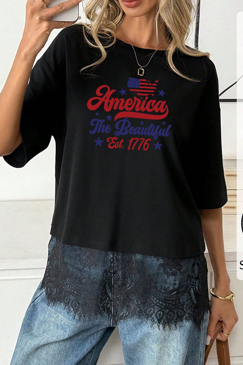 America The Beautiful Tee Patriotic 4th July Top