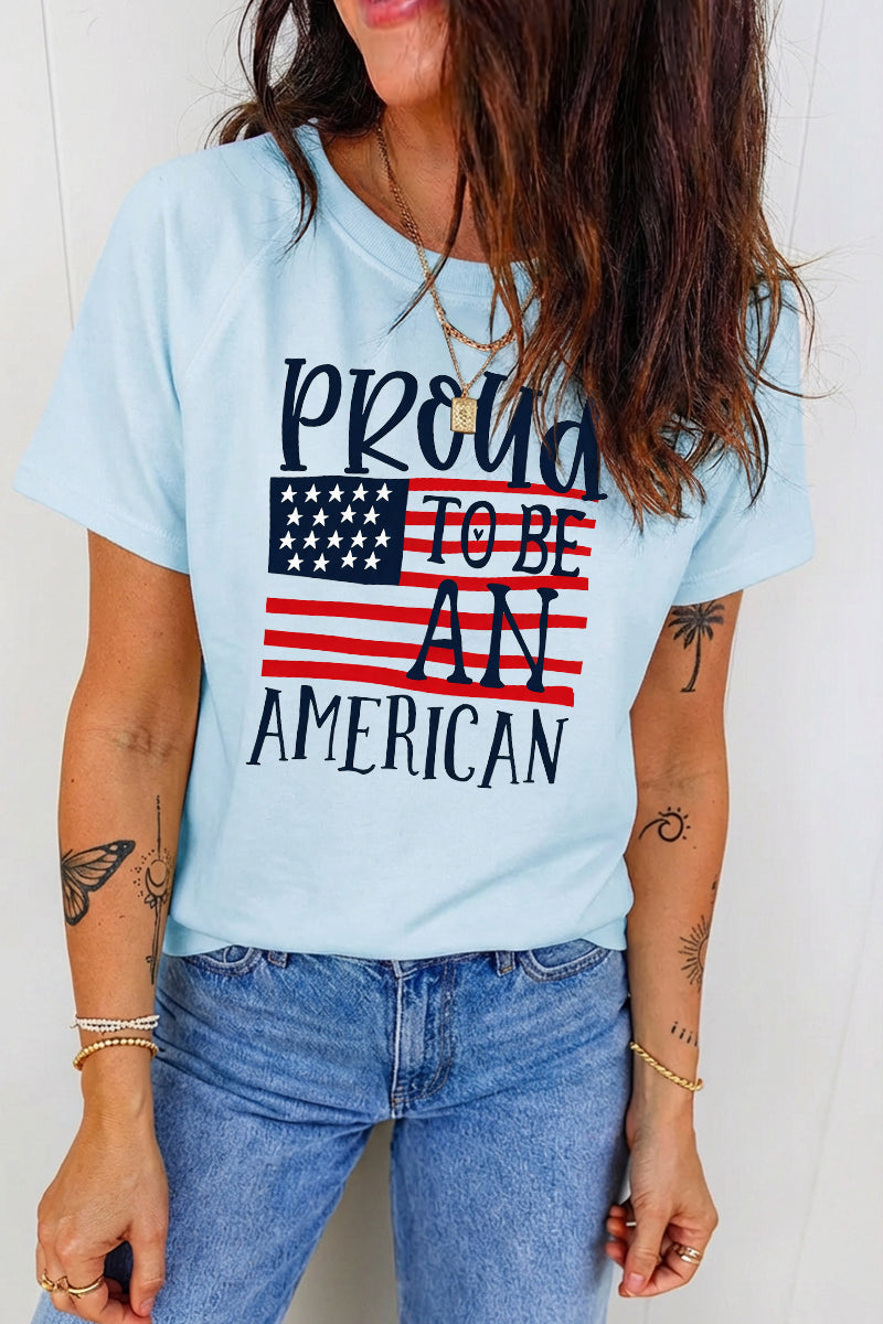 Independence Day Proud American Flag Graphic Tee Top