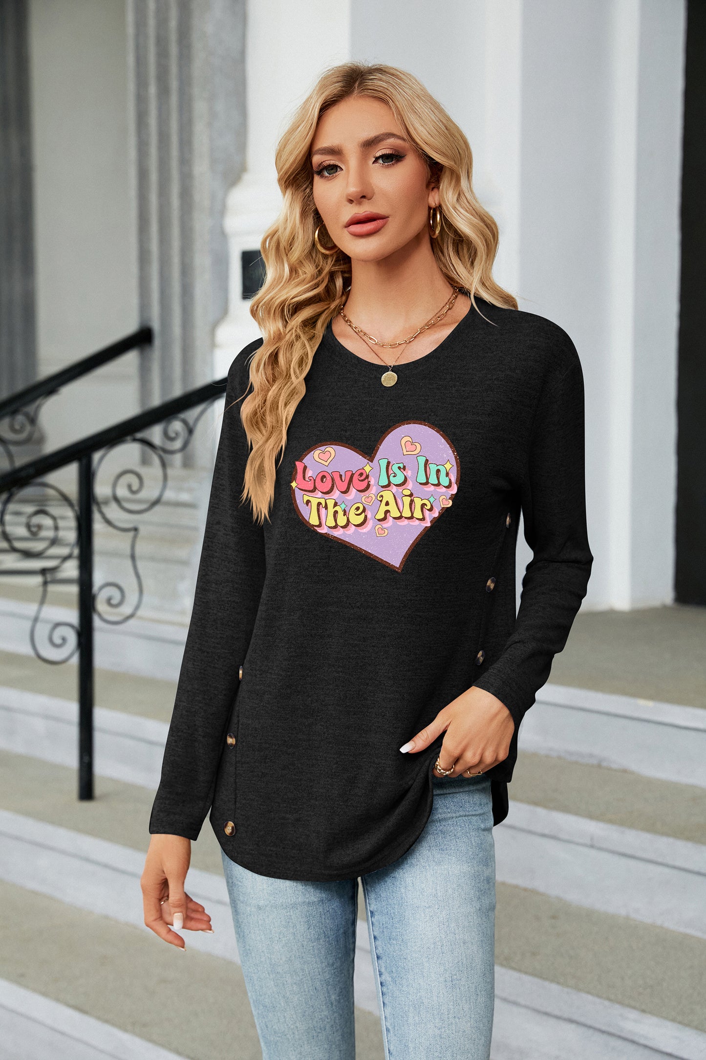 Valentine's Day Love Is In The Air Heart Graphic Top