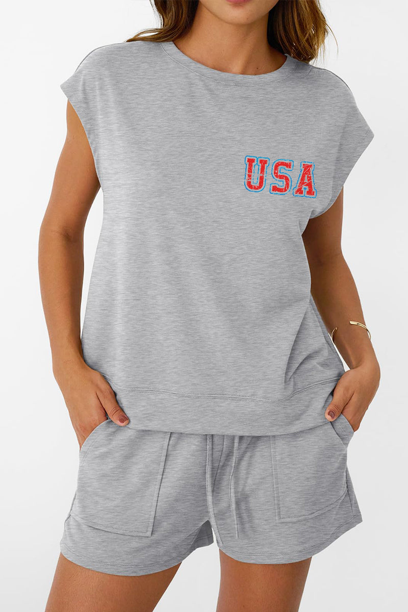 Minimal USA Graphic Two Piece Lounge Set